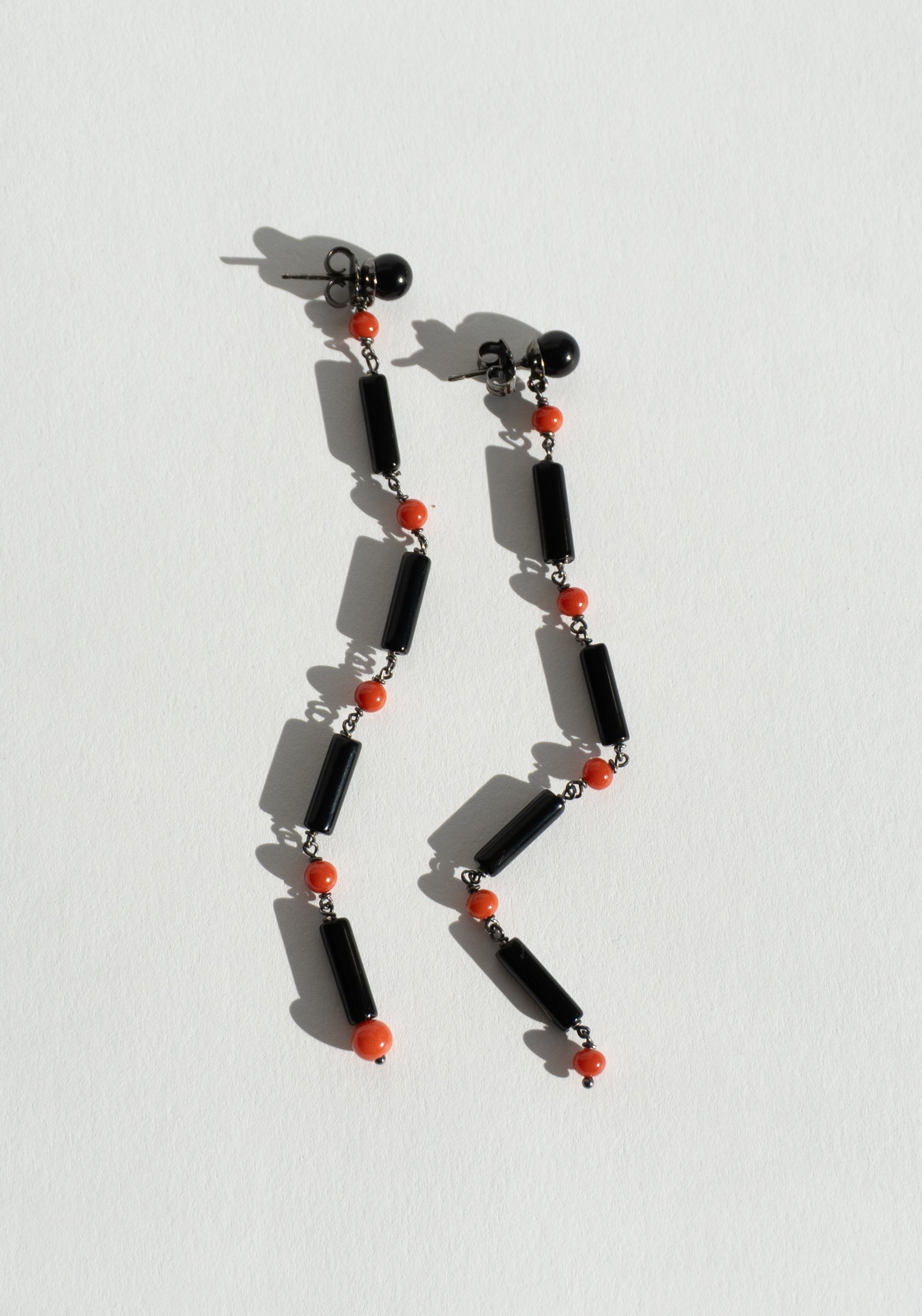 Onyx and Coral Earrings