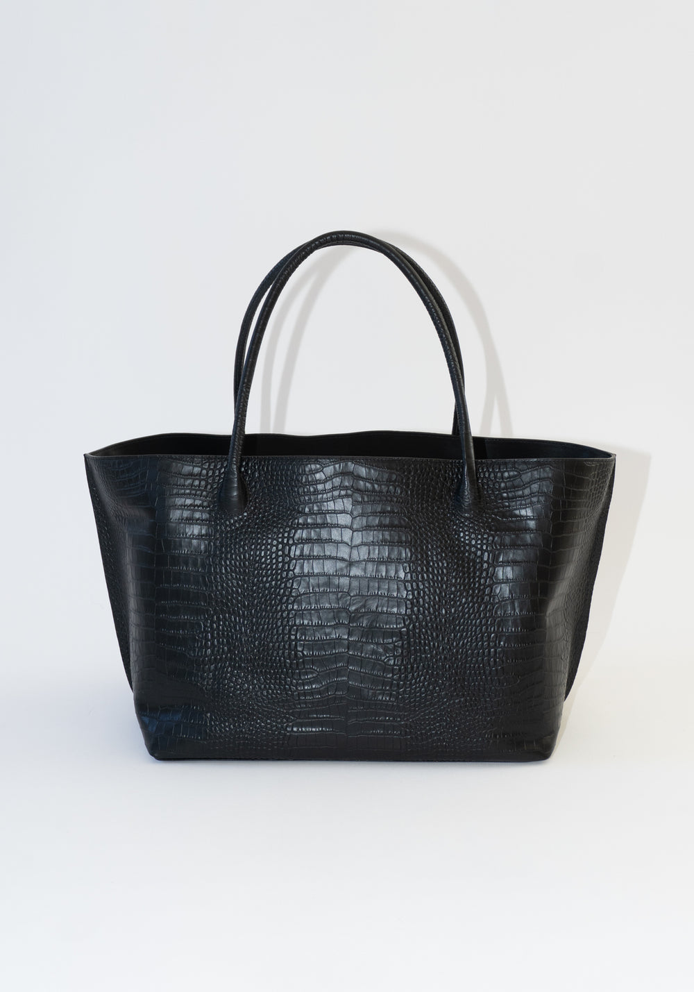 Eva Weekend Tote in Black Croc
