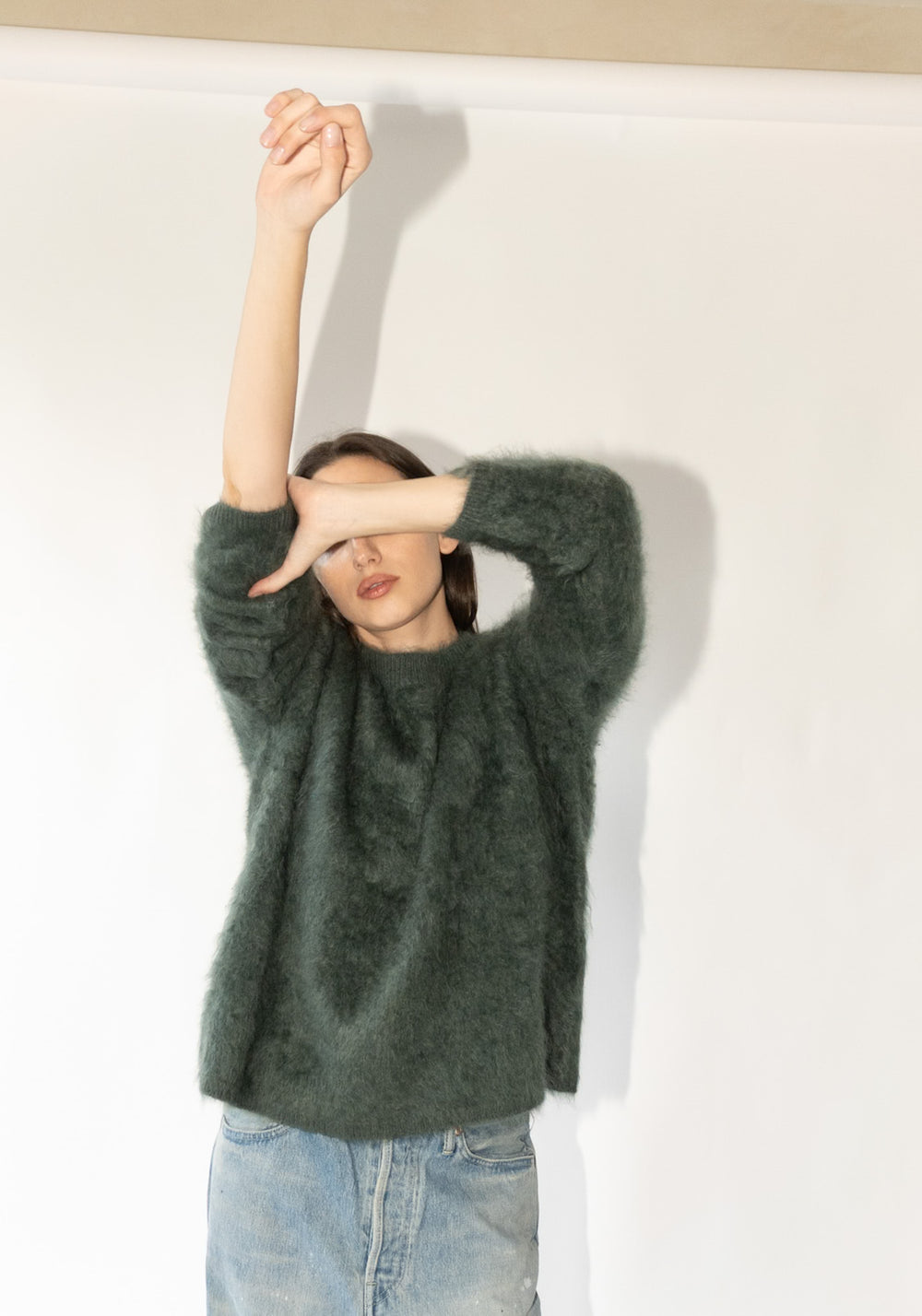 Cashmere Natalia Sweater in Olive Brushed