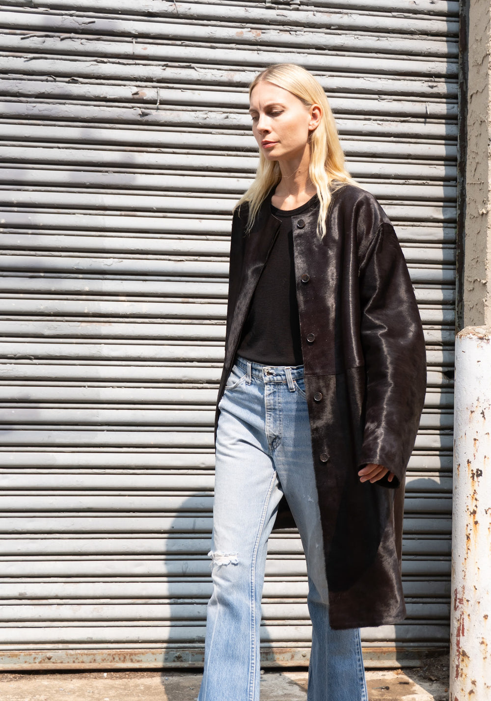 Loulou De Saison Miller Calfskin Coat in Coffee