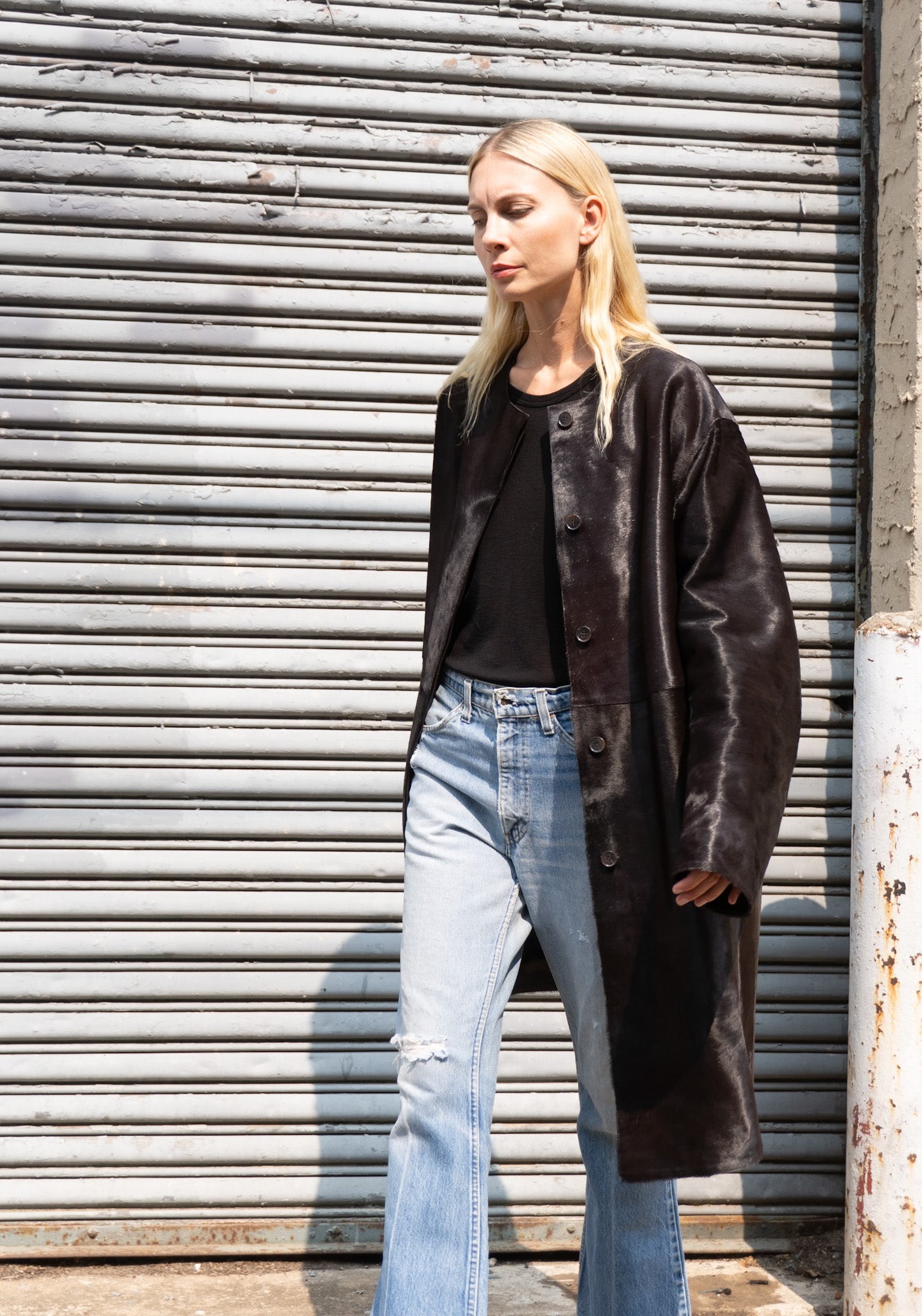 Loulou De Saison Miller Calfskin Coat in Coffee