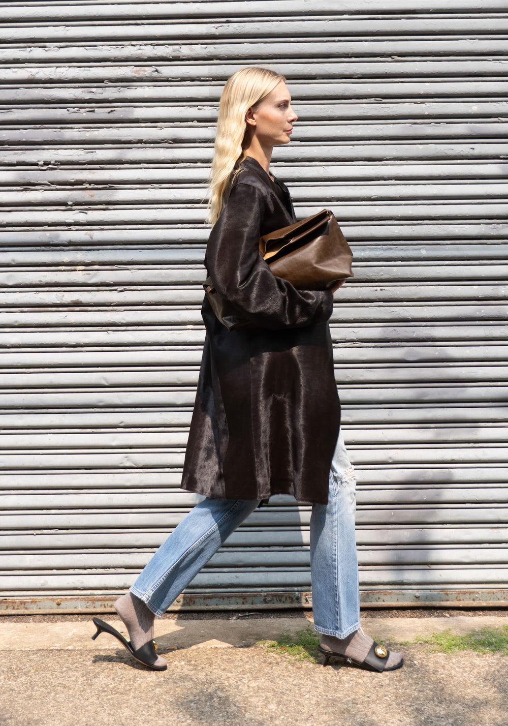 Loulou De Saison Miller Calfskin Coat in Coffee