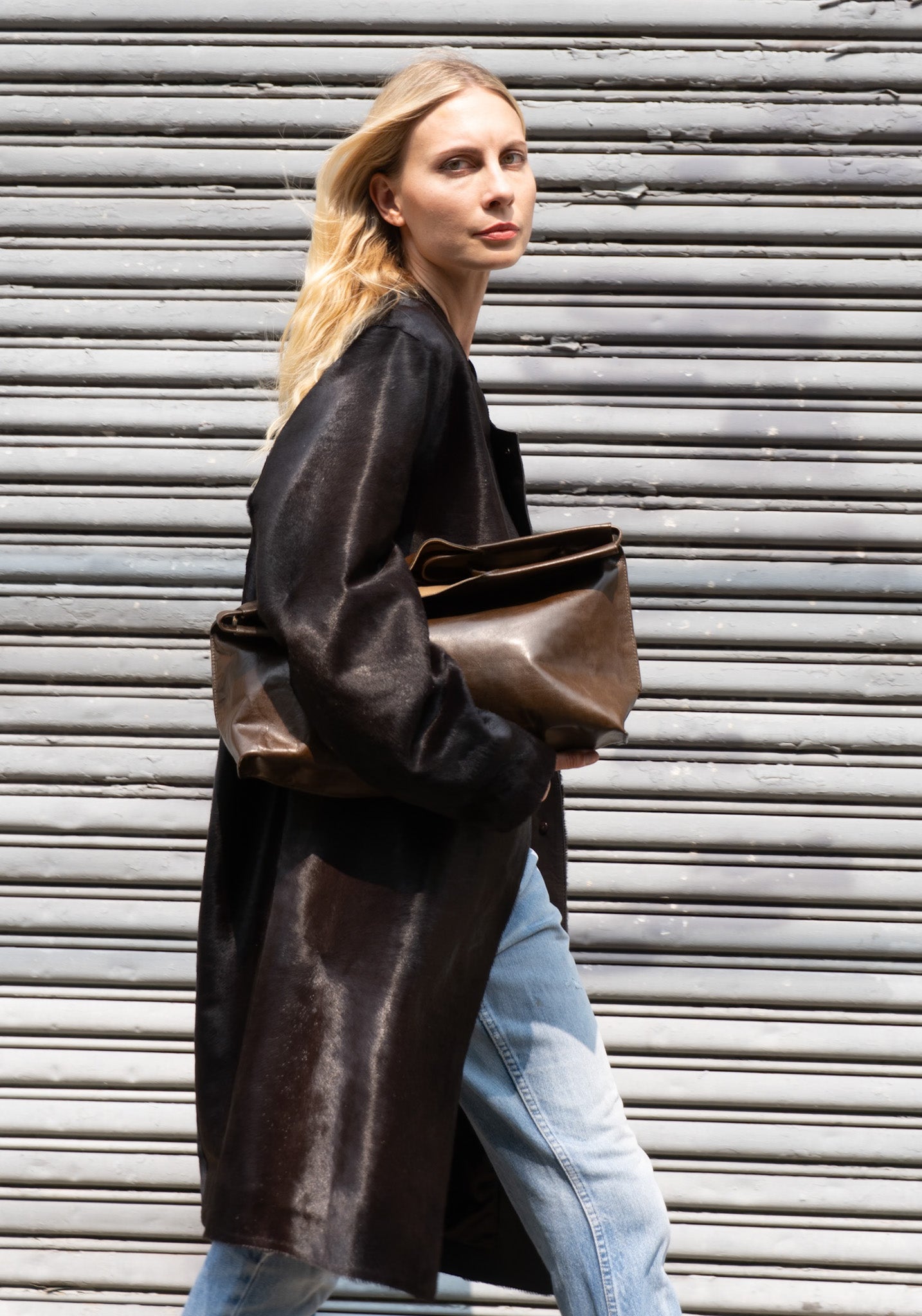 Loulou De Saison Miller Calfskin Coat in Coffee