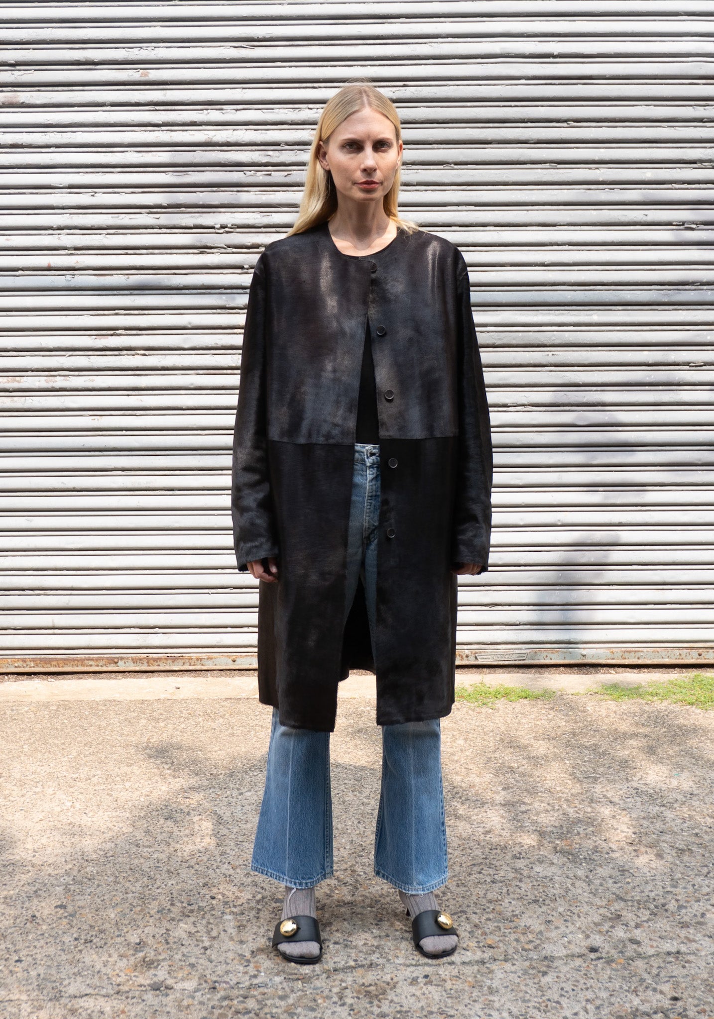 Loulou De Saison Miller Calfskin Coat in Coffee