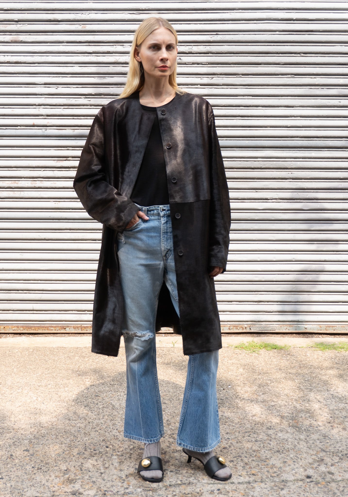 Loulou De Saison Miller Calfskin Coat in Coffee