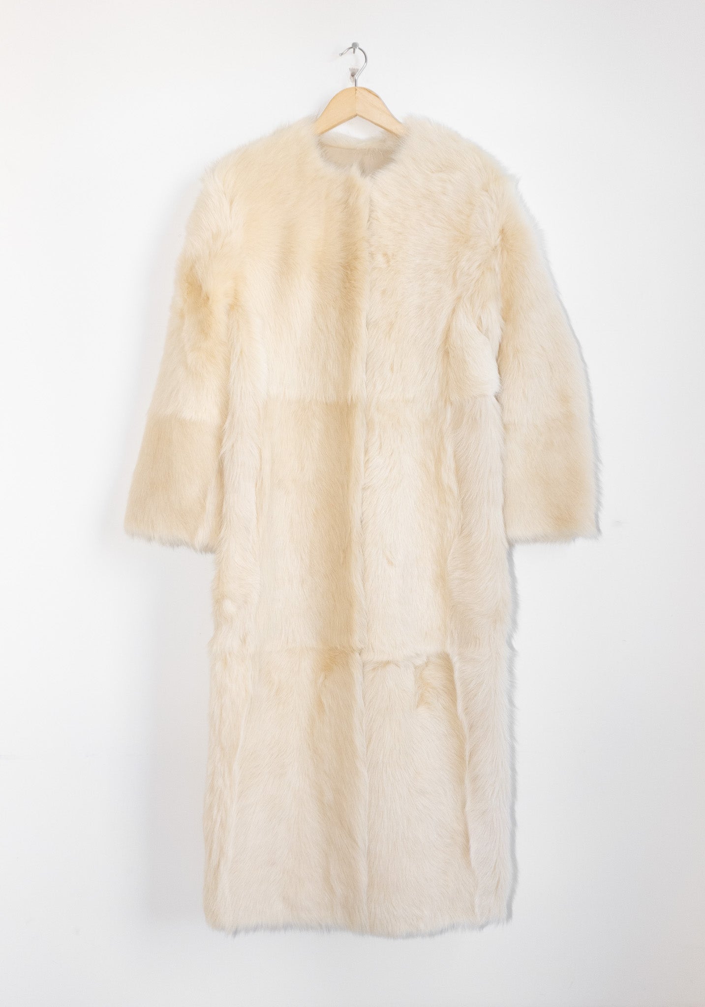 Siba Long Shearling Coat in Butter