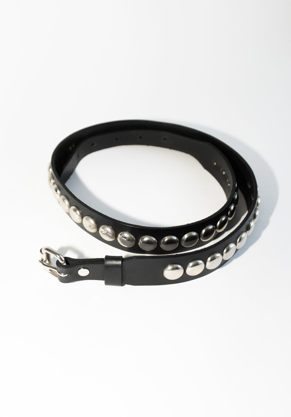 Latigo Leather Conch Stud Belt in Black