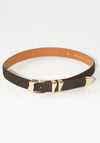Maison Boinet Capucine Suede Brass Buckle Belt in Brown