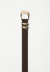 Maison Boinet Capucine Suede Brass Buckle Belt in Brown