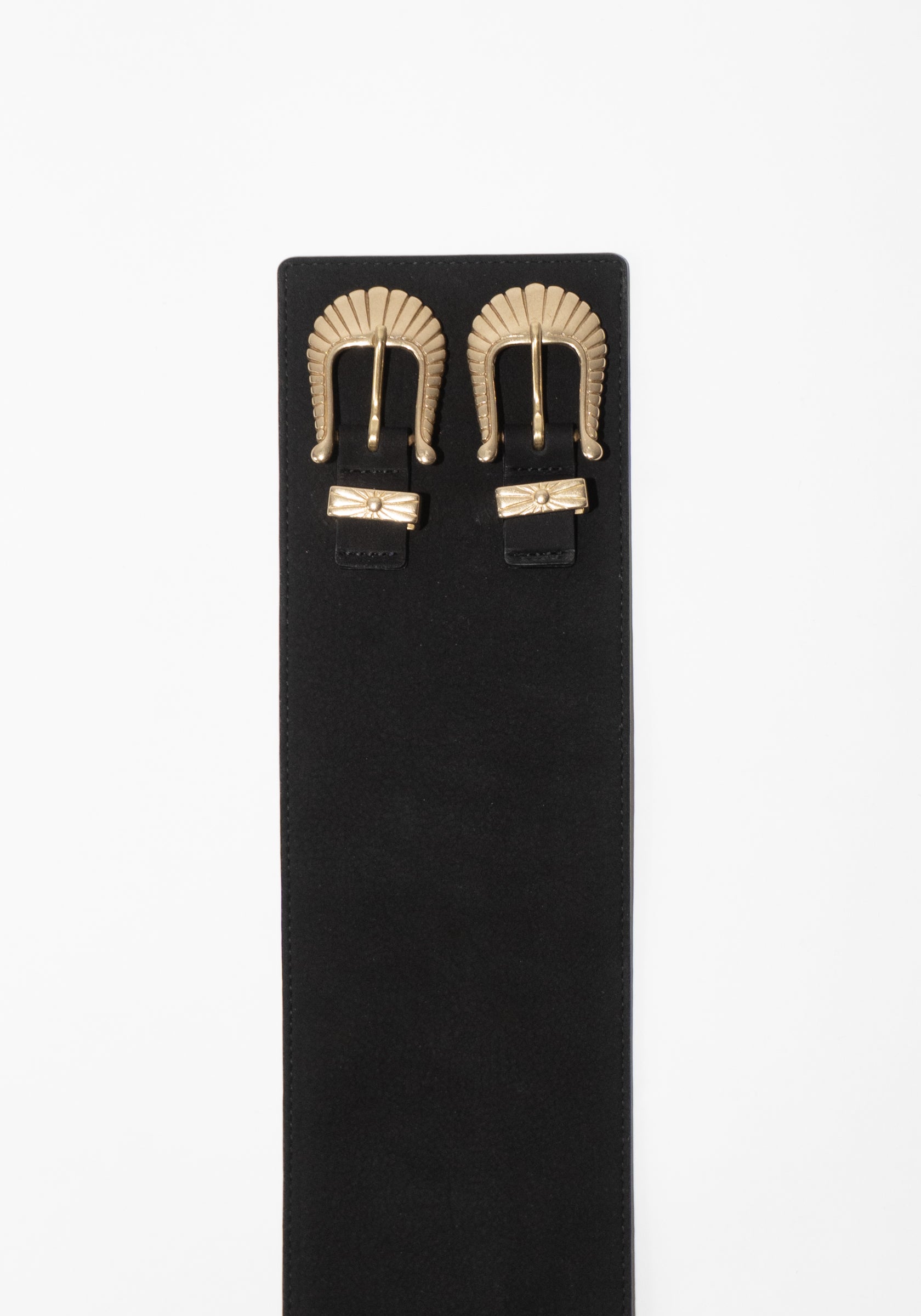 Maison Boinet Western Double Buckle Suede Belt in Black