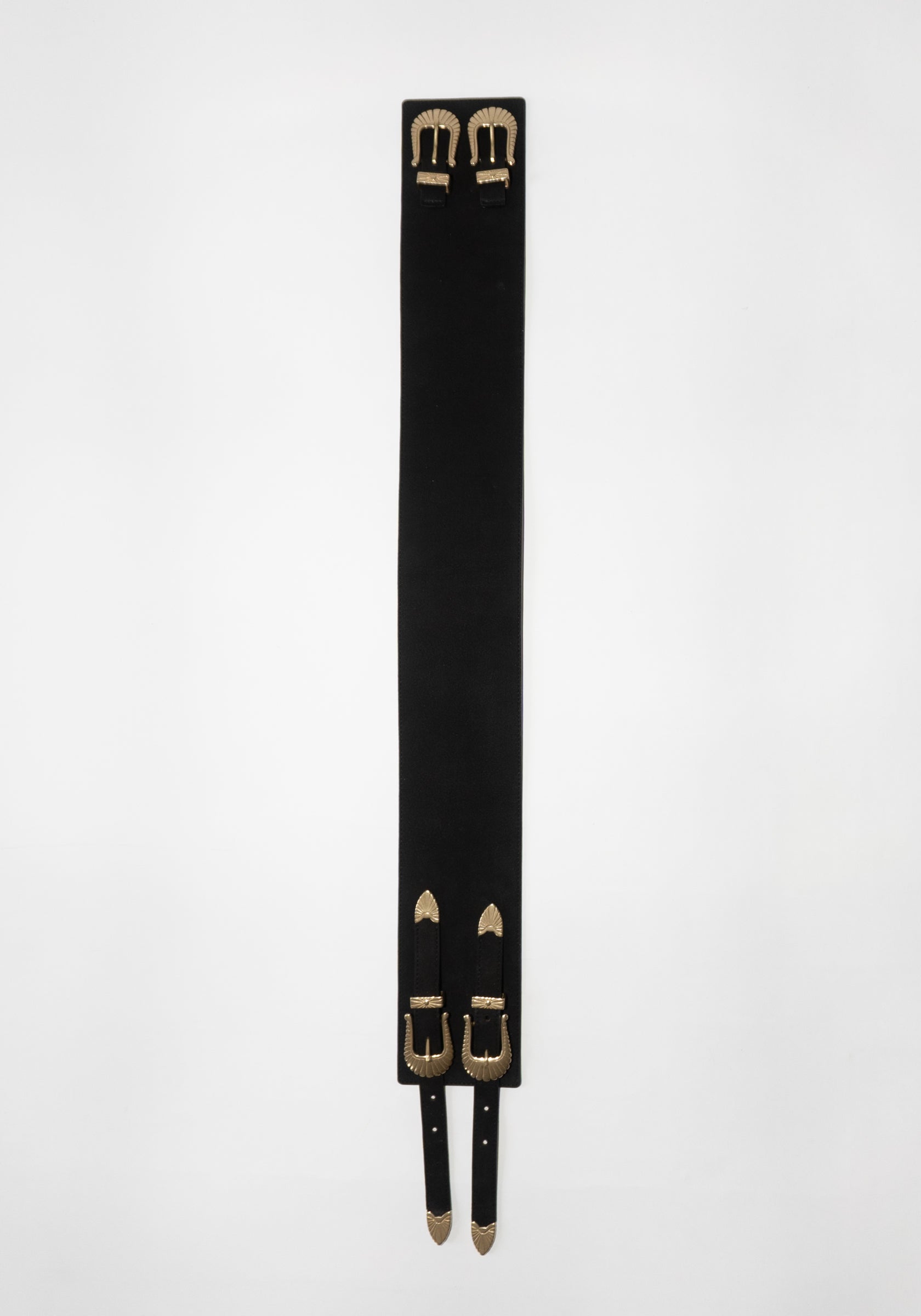 Maison Boinet Western Double Buckle Suede Belt in Black