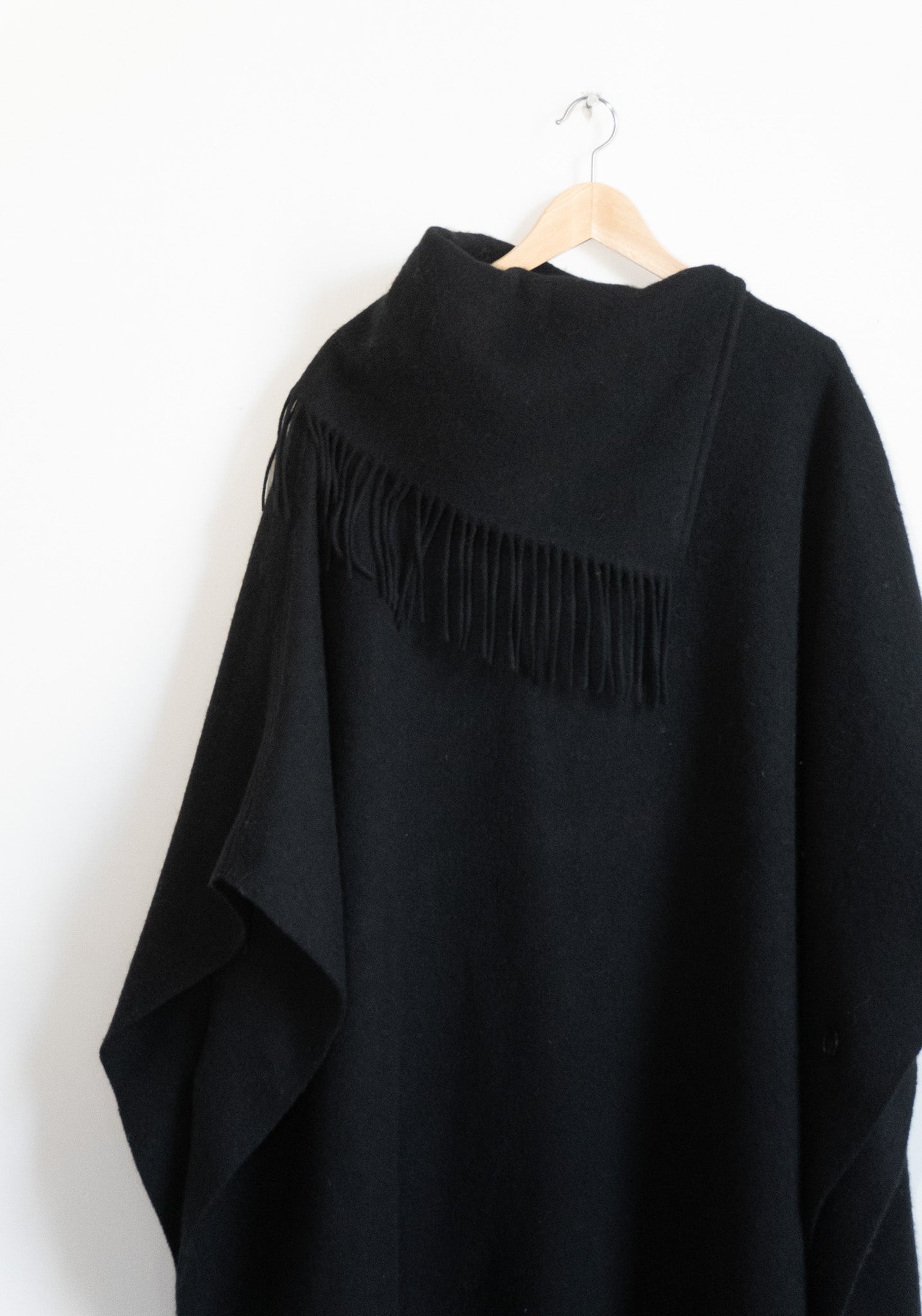 By Malene Birger Long Turtlo Fringe Poncho in Black