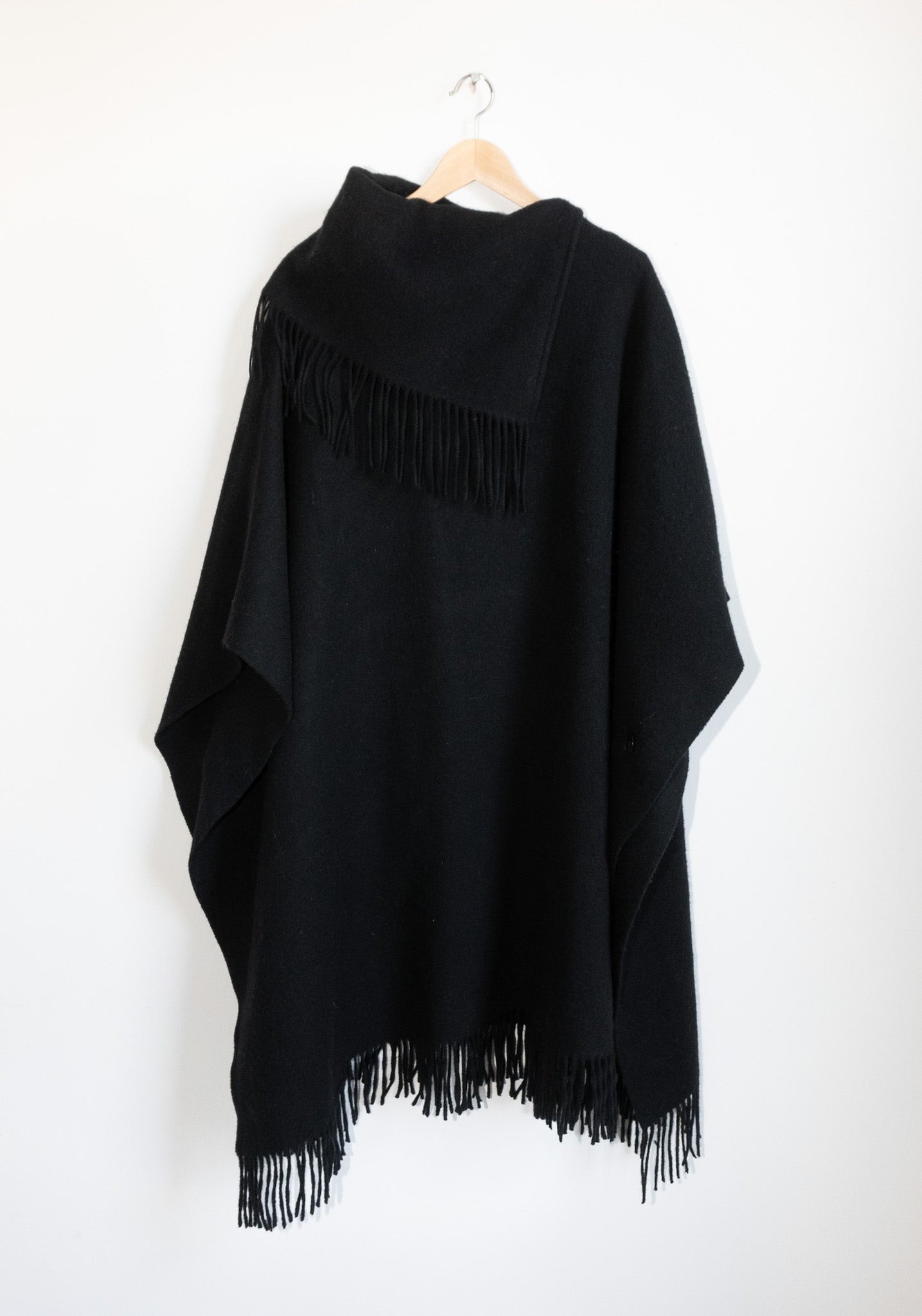 By Malene Birger Long Turtlo Fringe Poncho in Black