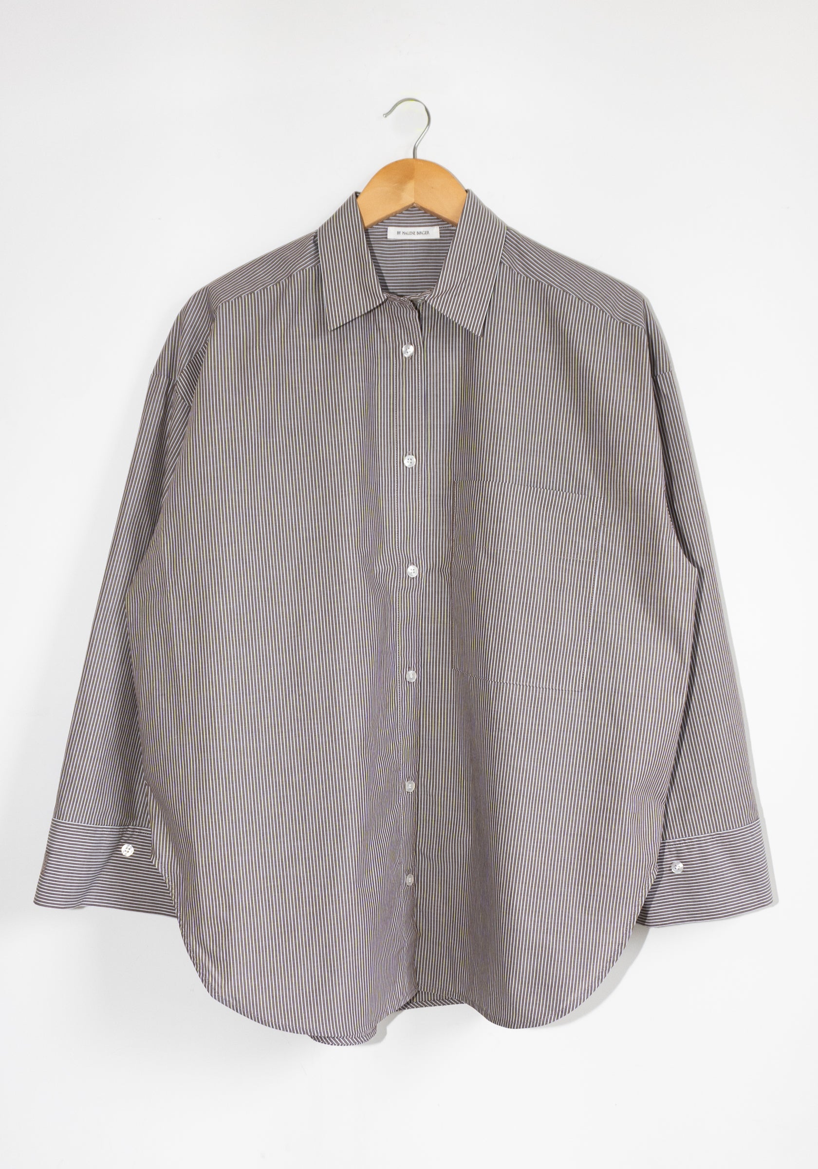 Malene Birger Derris Shirt in Thin Brown Stripe