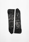 Gemmi Long Leather Gloves in Black