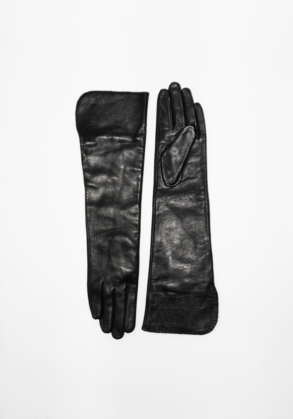 Gemmi Long Leather Gloves in Black