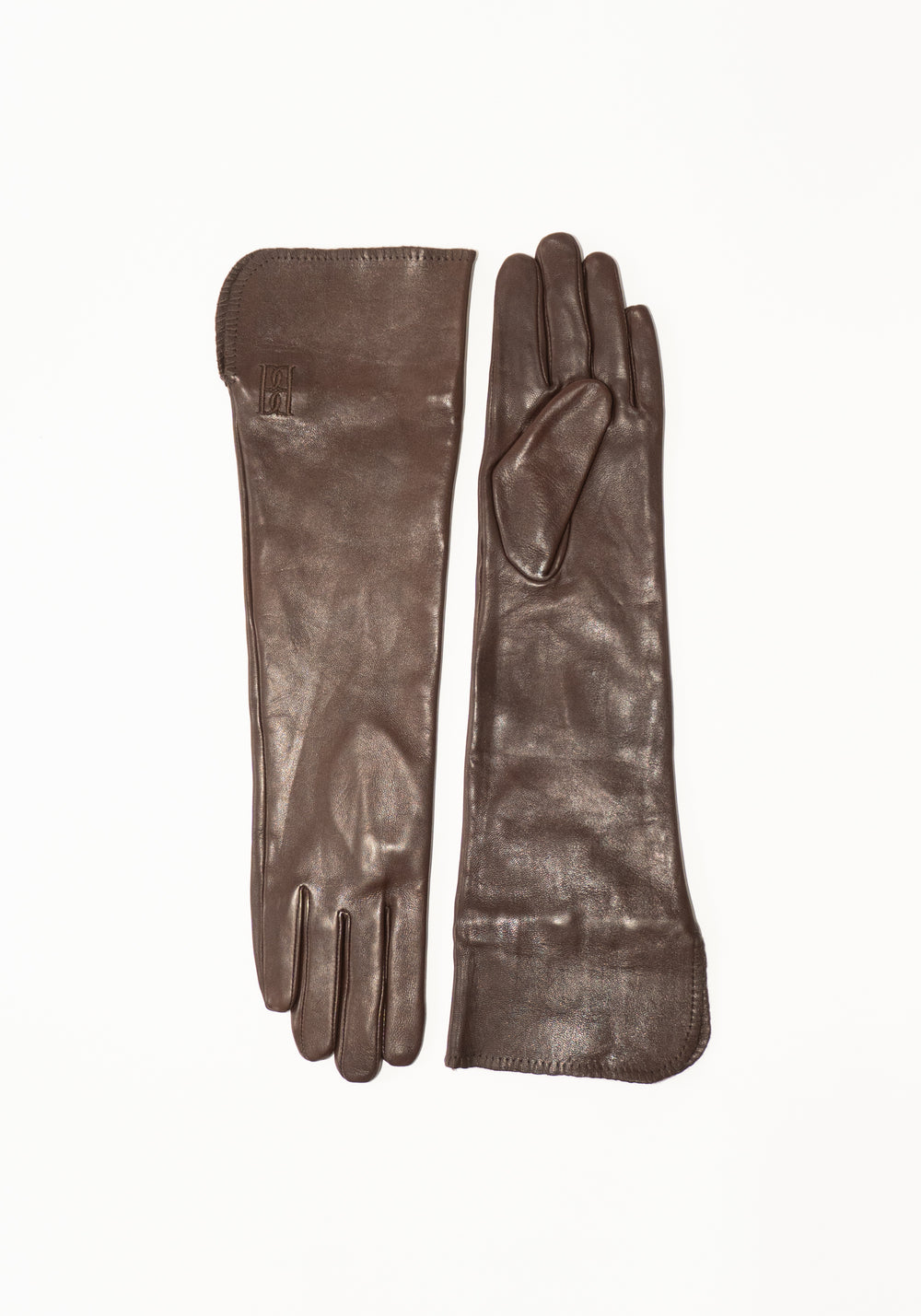 By Malene Birger Gemmi Long Leather Gloves in Brown