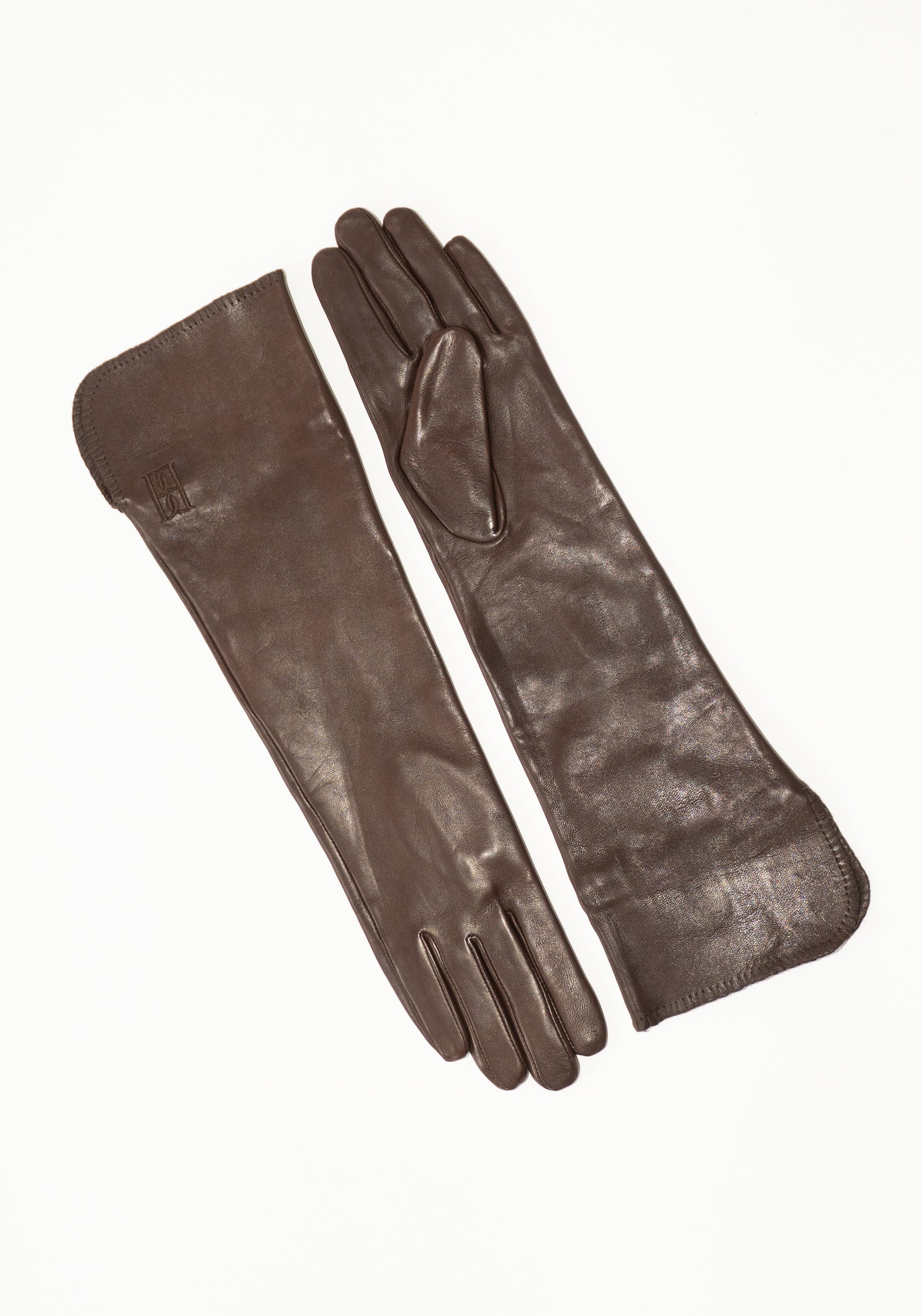 By Malene Birger Gemmi Long Leather Gloves in Brown