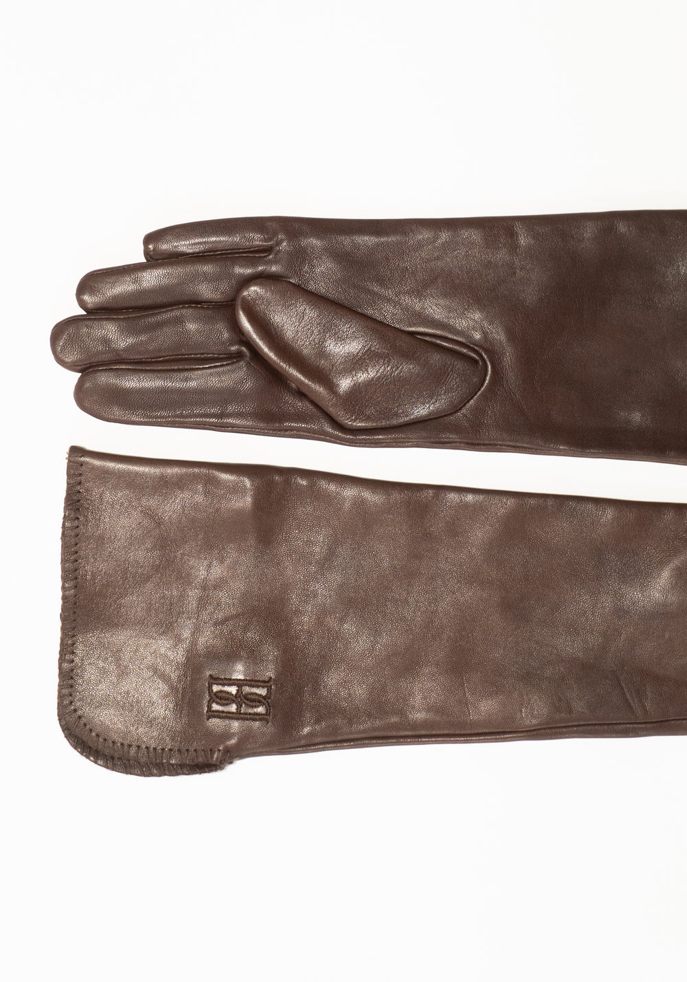 By Malene Birger Gemmi Long Leather Gloves in Brown