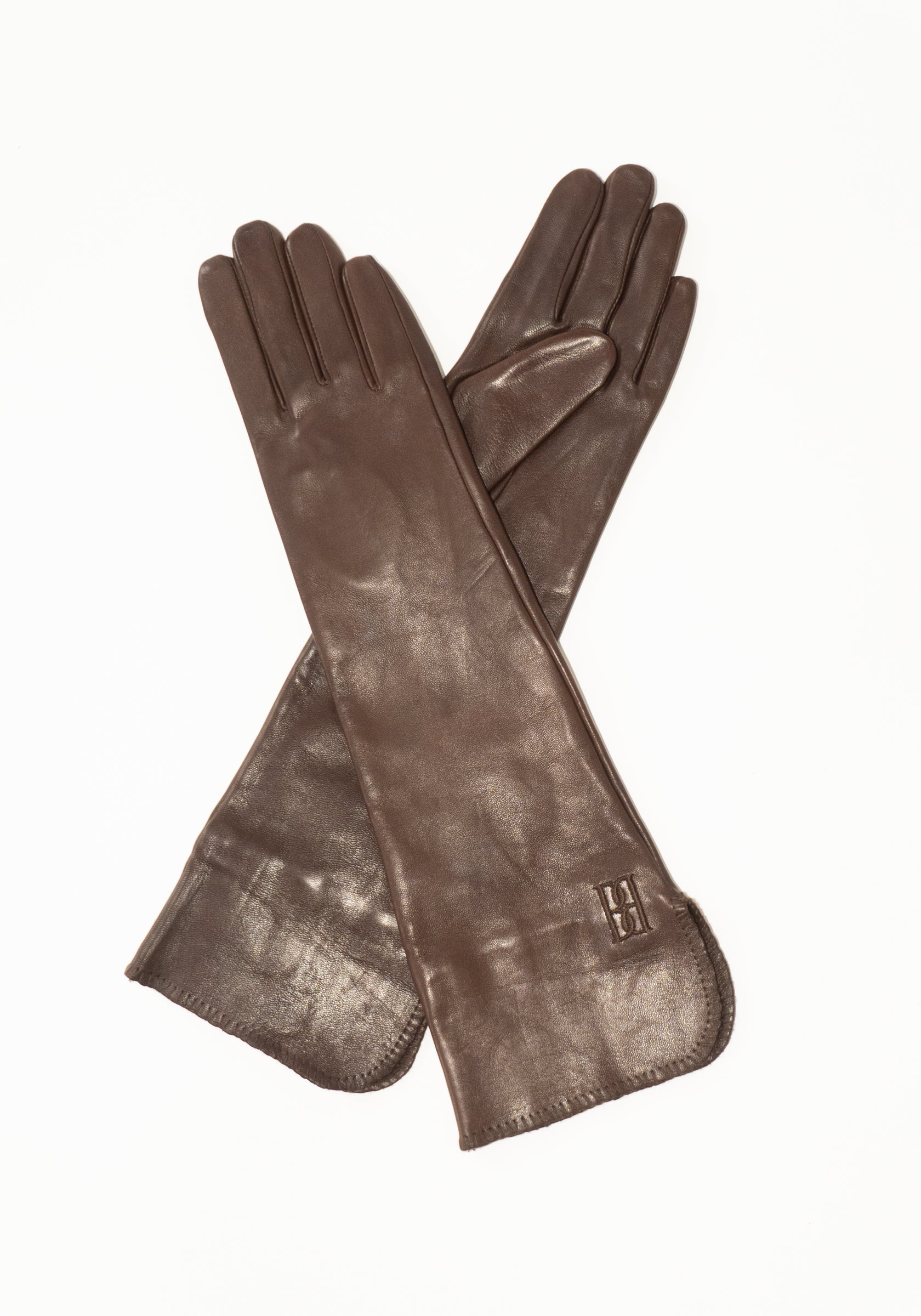 By Malene Birger Gemmi Long Leather Gloves in Brown