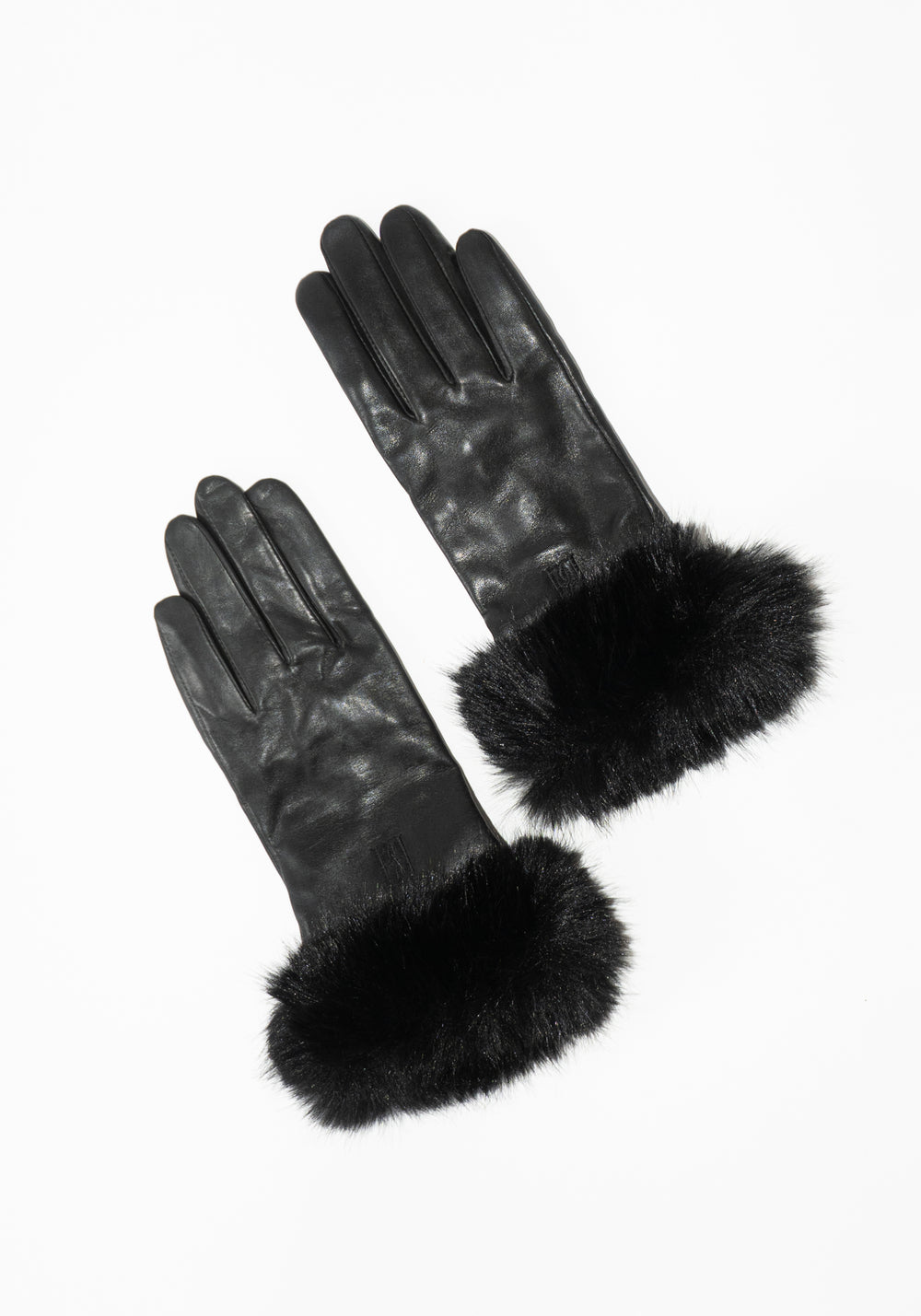 Malene Birger Genna Fur Trim Gloves in Black