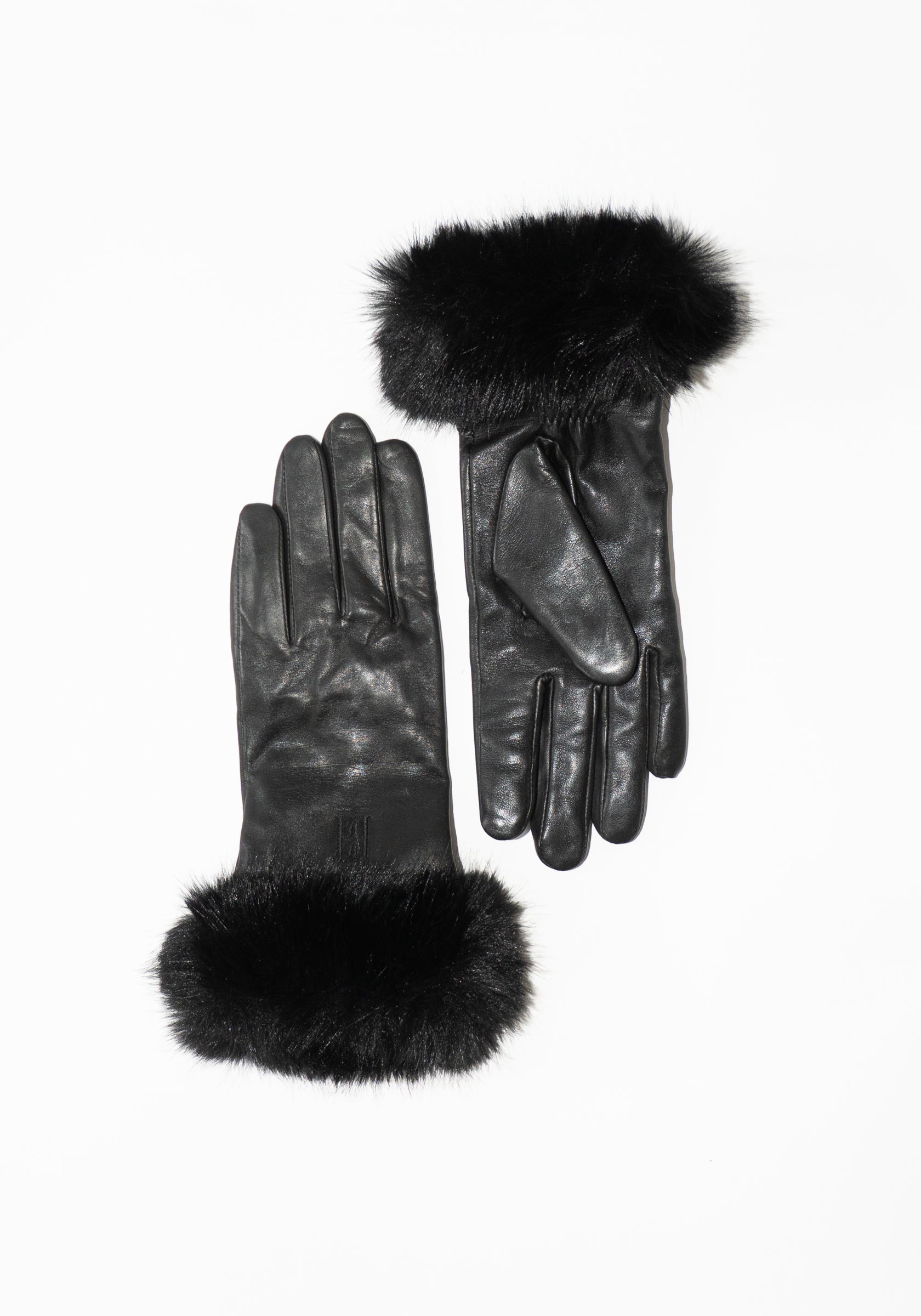 Malene Birger Genna Fur Trim Gloves in Black