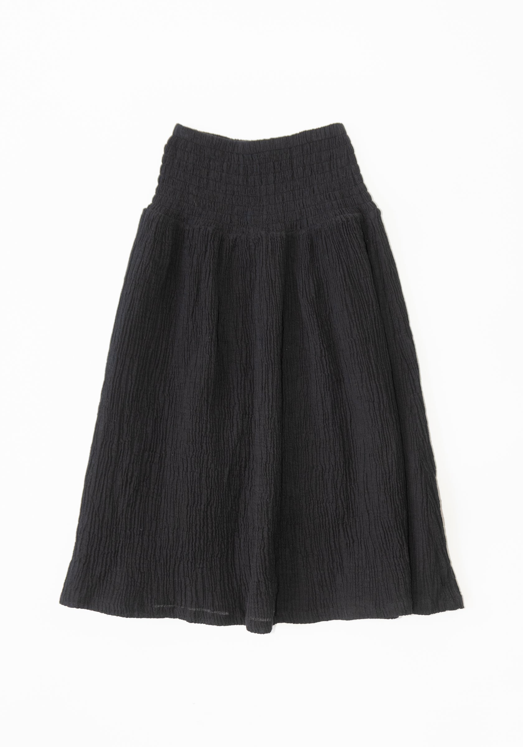 Sol Smocked Gauze Skirt in Black