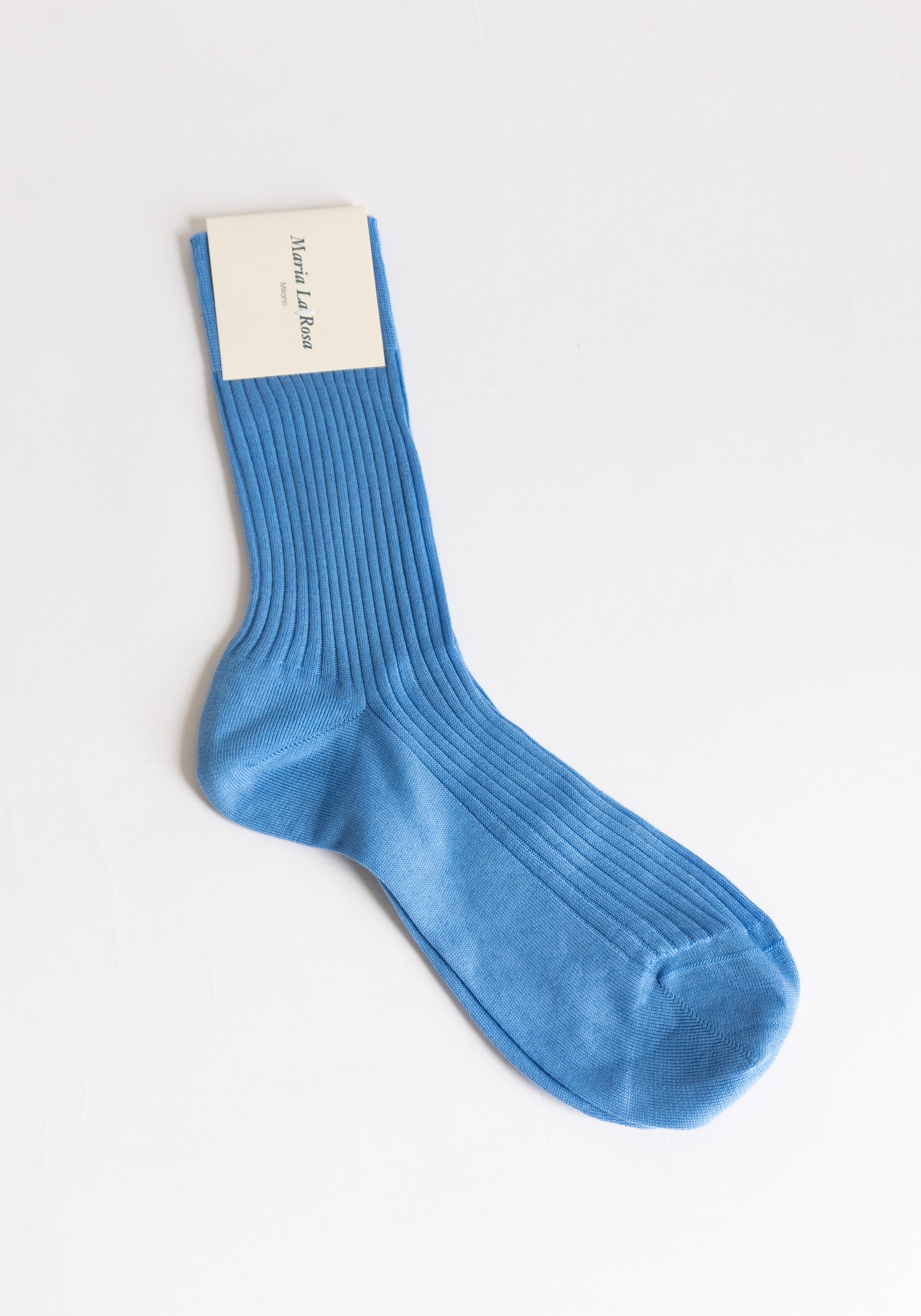 Ribbed Cotton Sock in Blue Reale