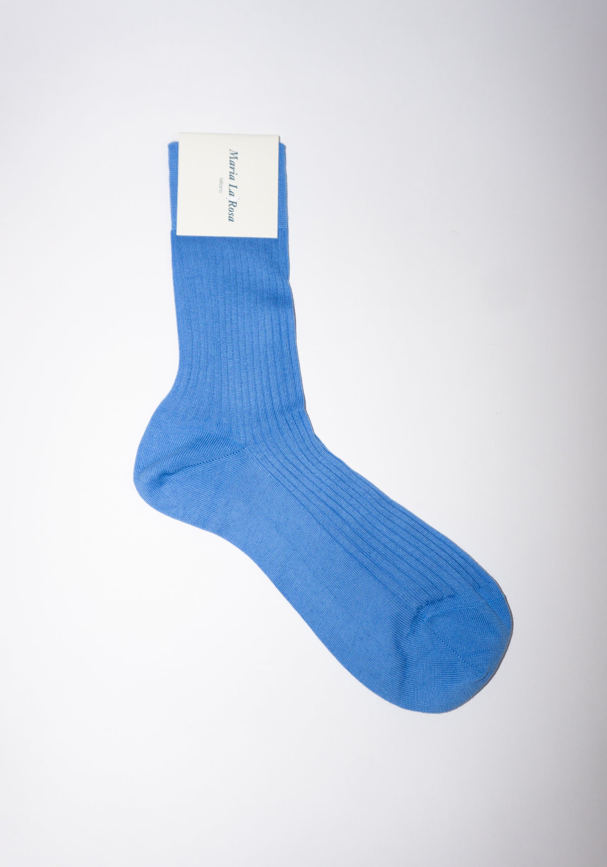 Ribbed Cotton Sock in Blue Reale