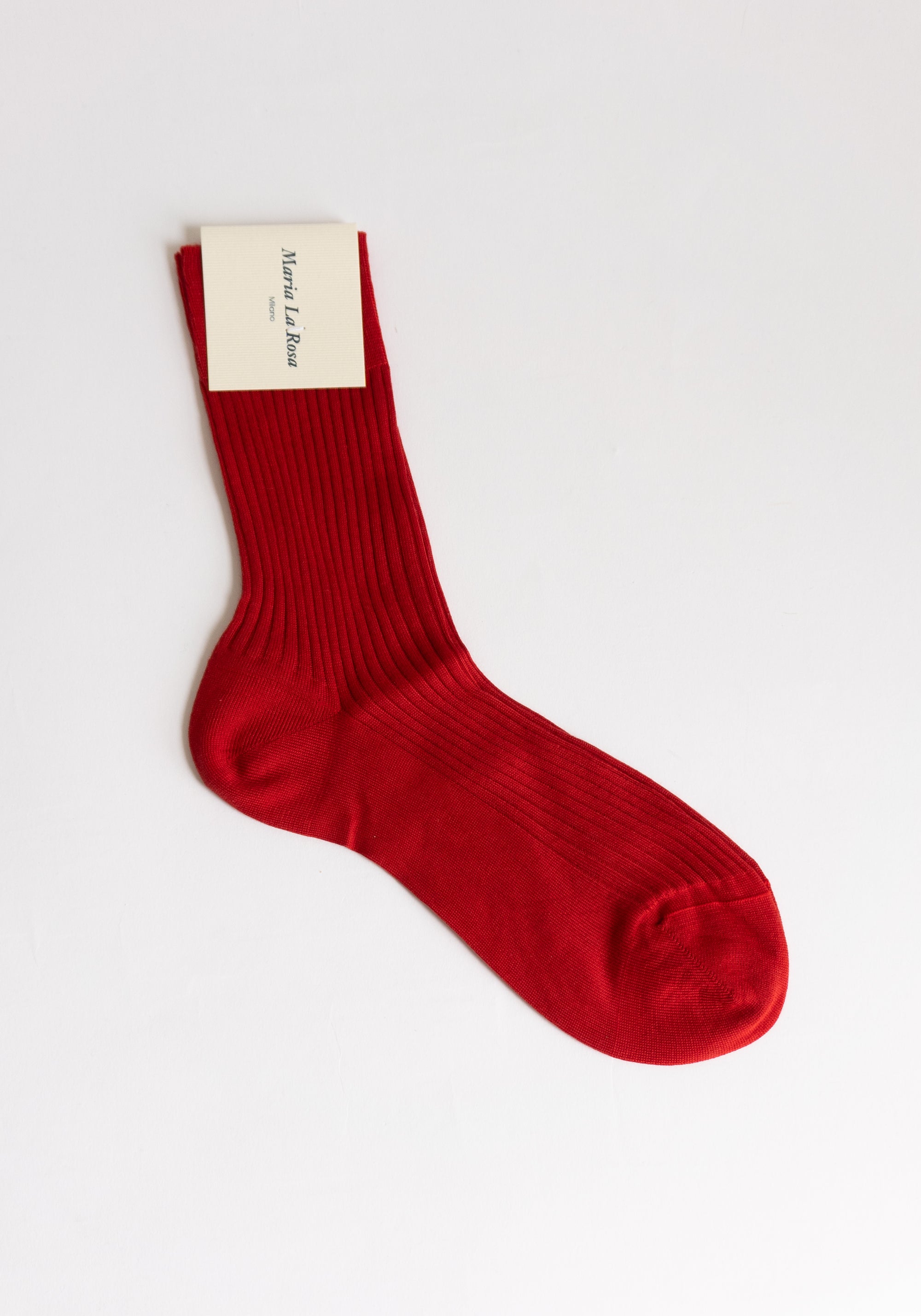 Ribbed Cotton Sock in Red