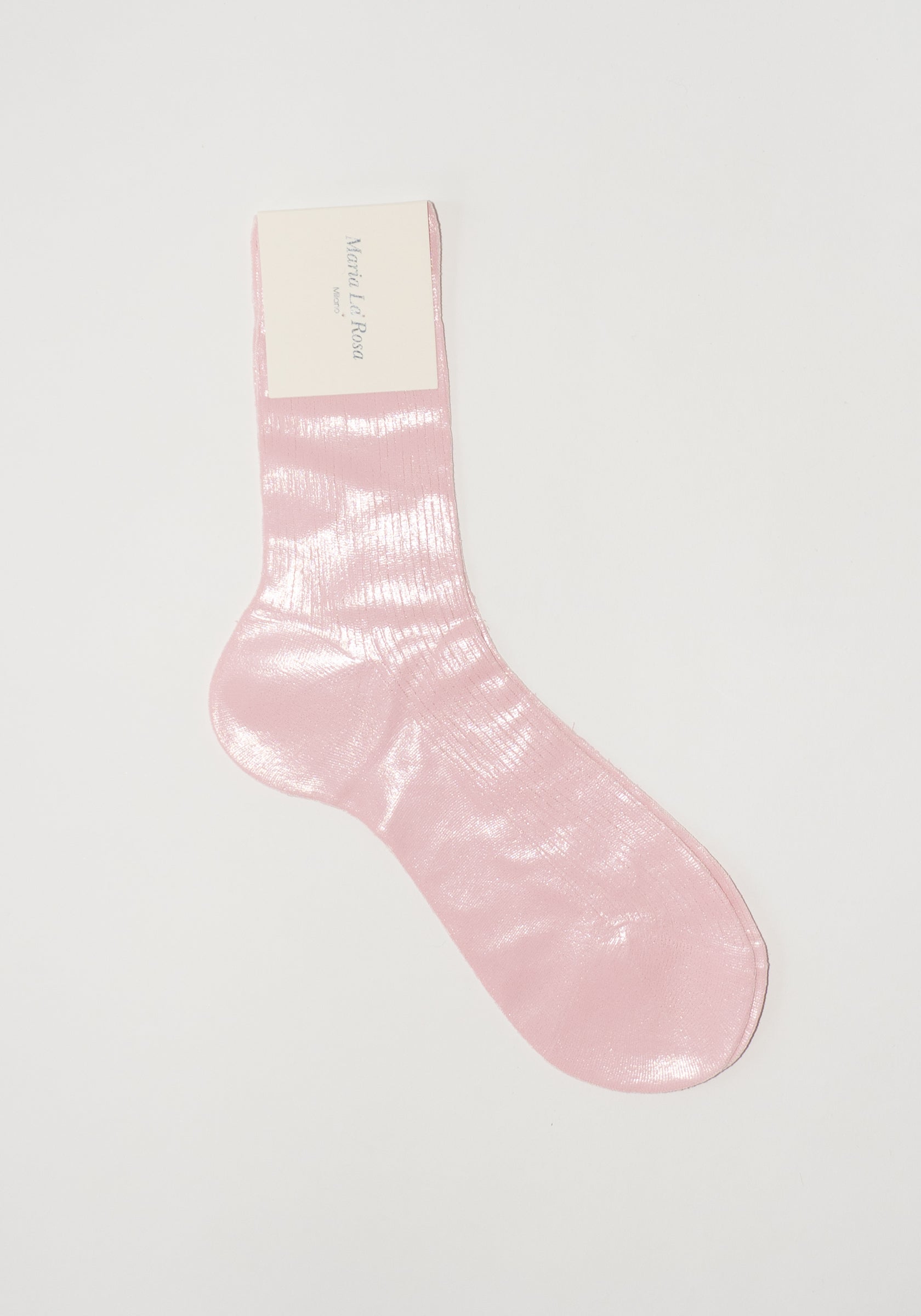 Ribbed Laminated Socks in Pale Pink