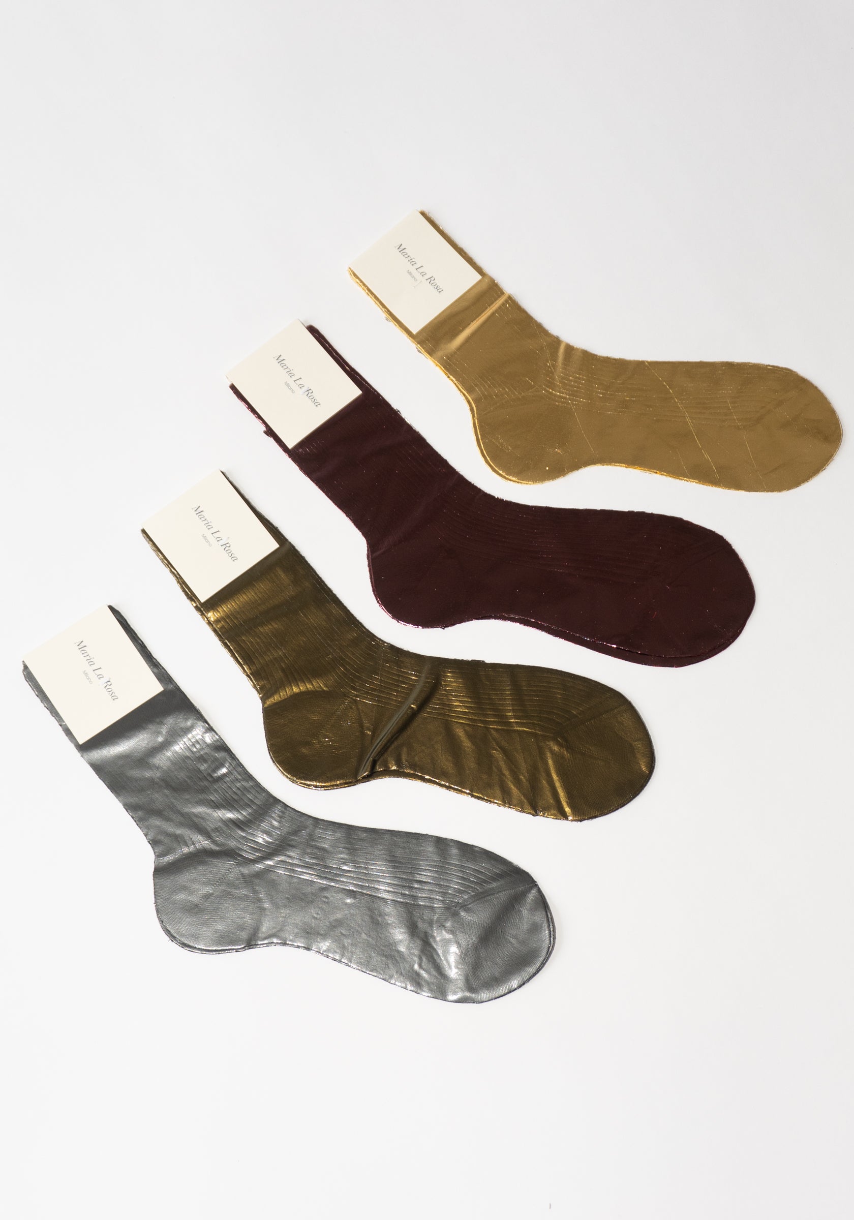 Maria La Rosa Ribbed Laminated Sock in Bosco