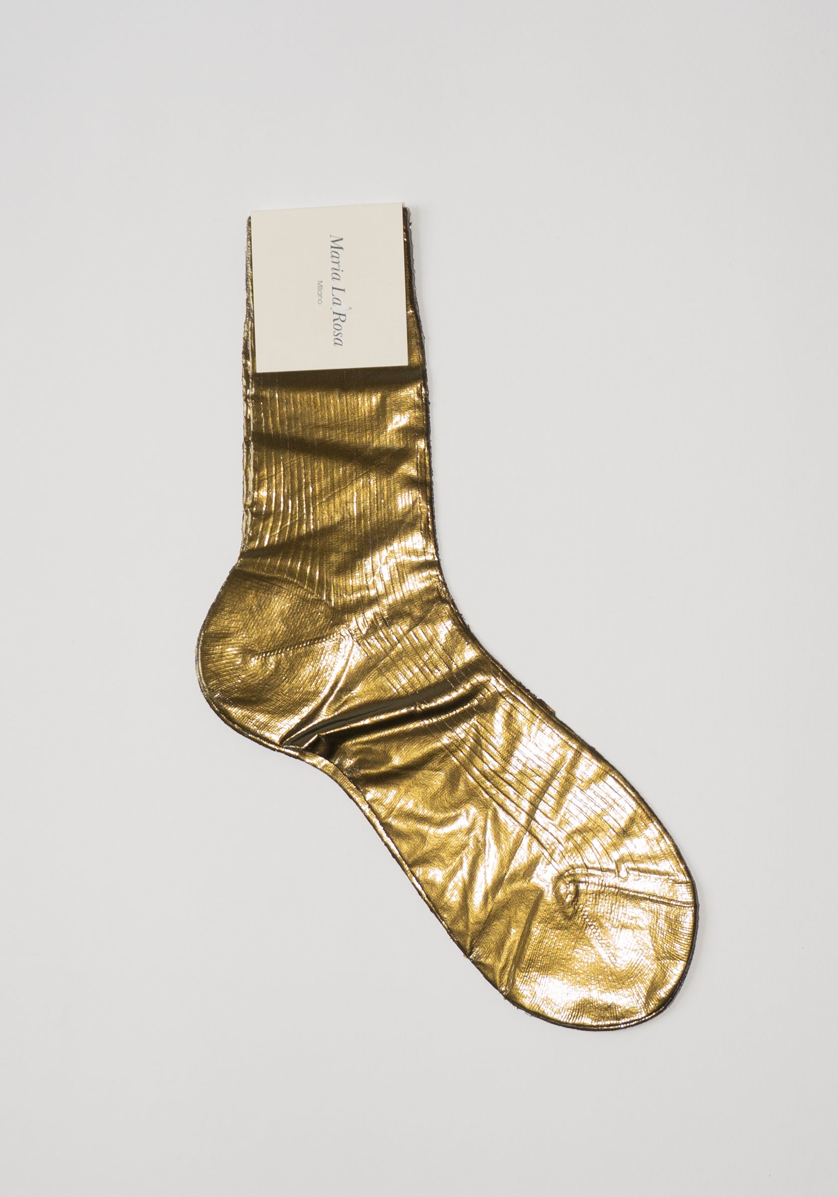 Maria La Rosa Ribbed Laminated Sock in Bosco