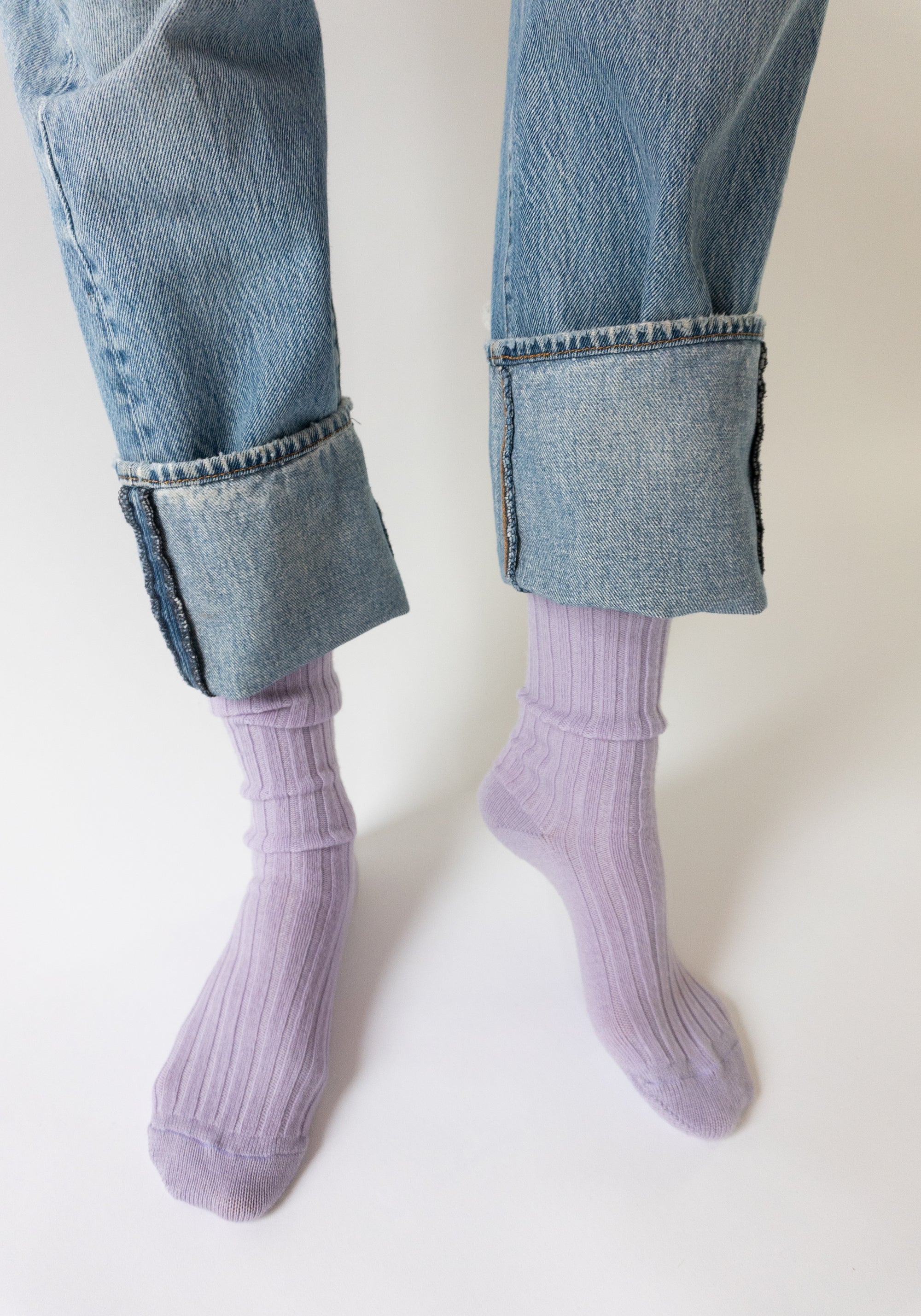 Ribbed College Sock in Lilac