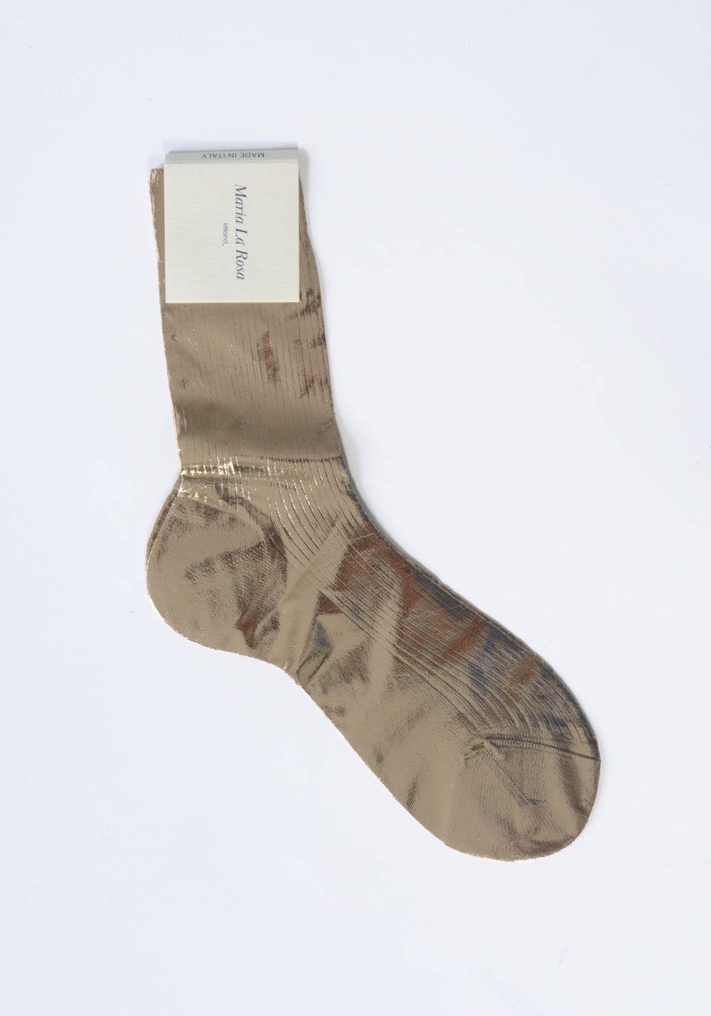 Maria La Rosa Ribbed Laminated Sock in Platino