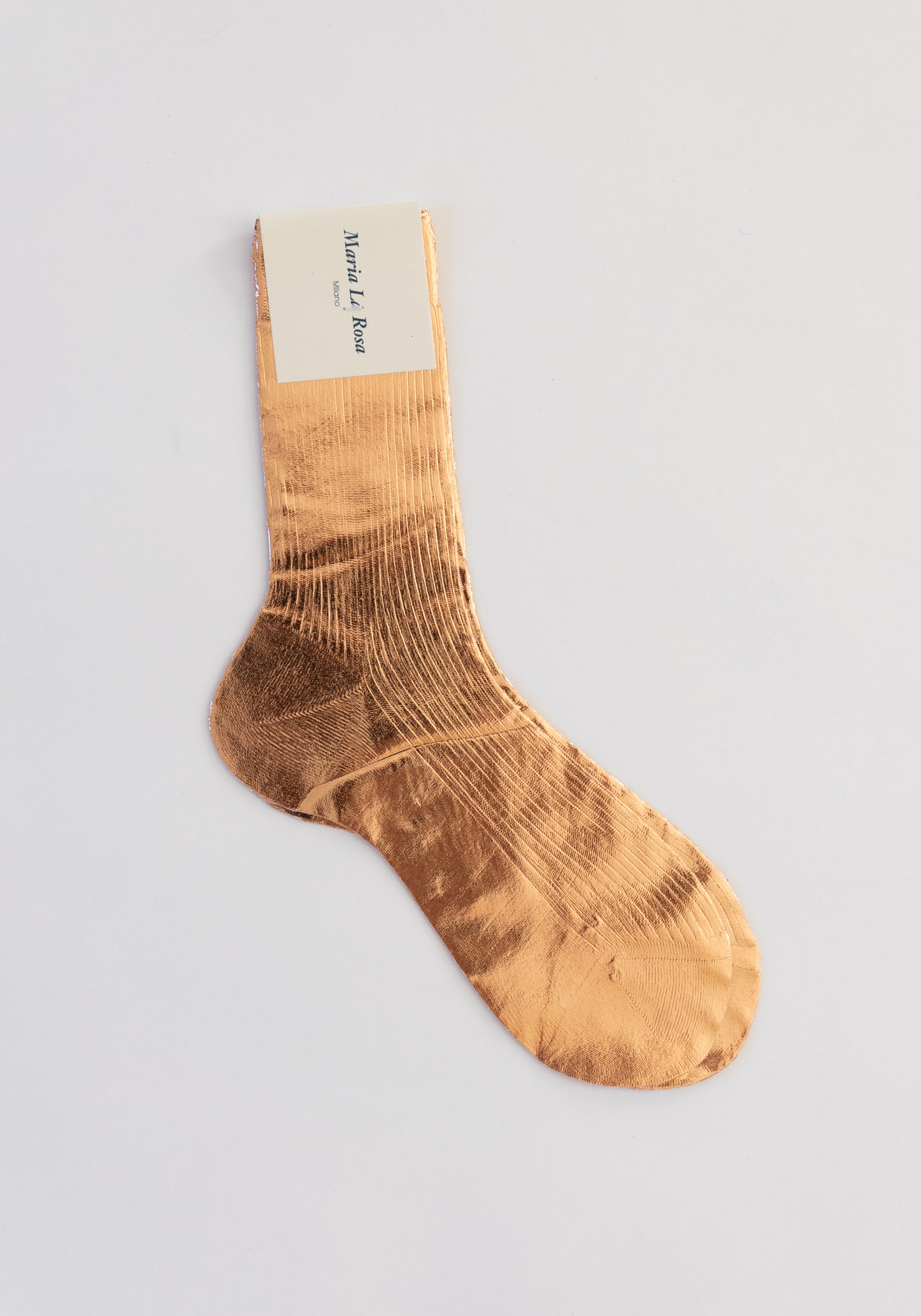 One Ribbed Laminated Sock in Rosa