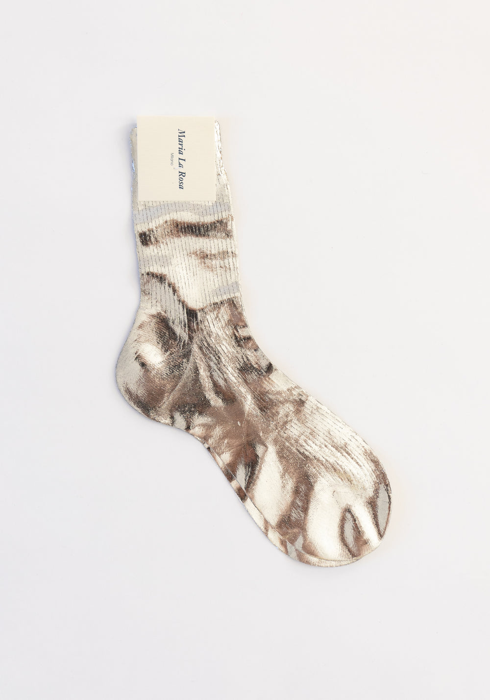 One Ribbed Laminated Sock in Silver