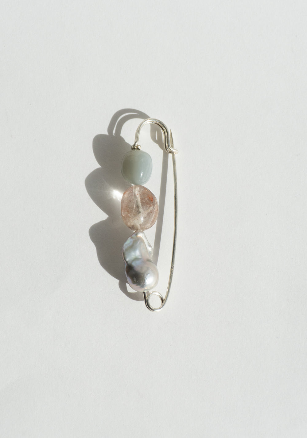 Mary MacGill Rutilated Quartz, Moonstone and Pearl Pin