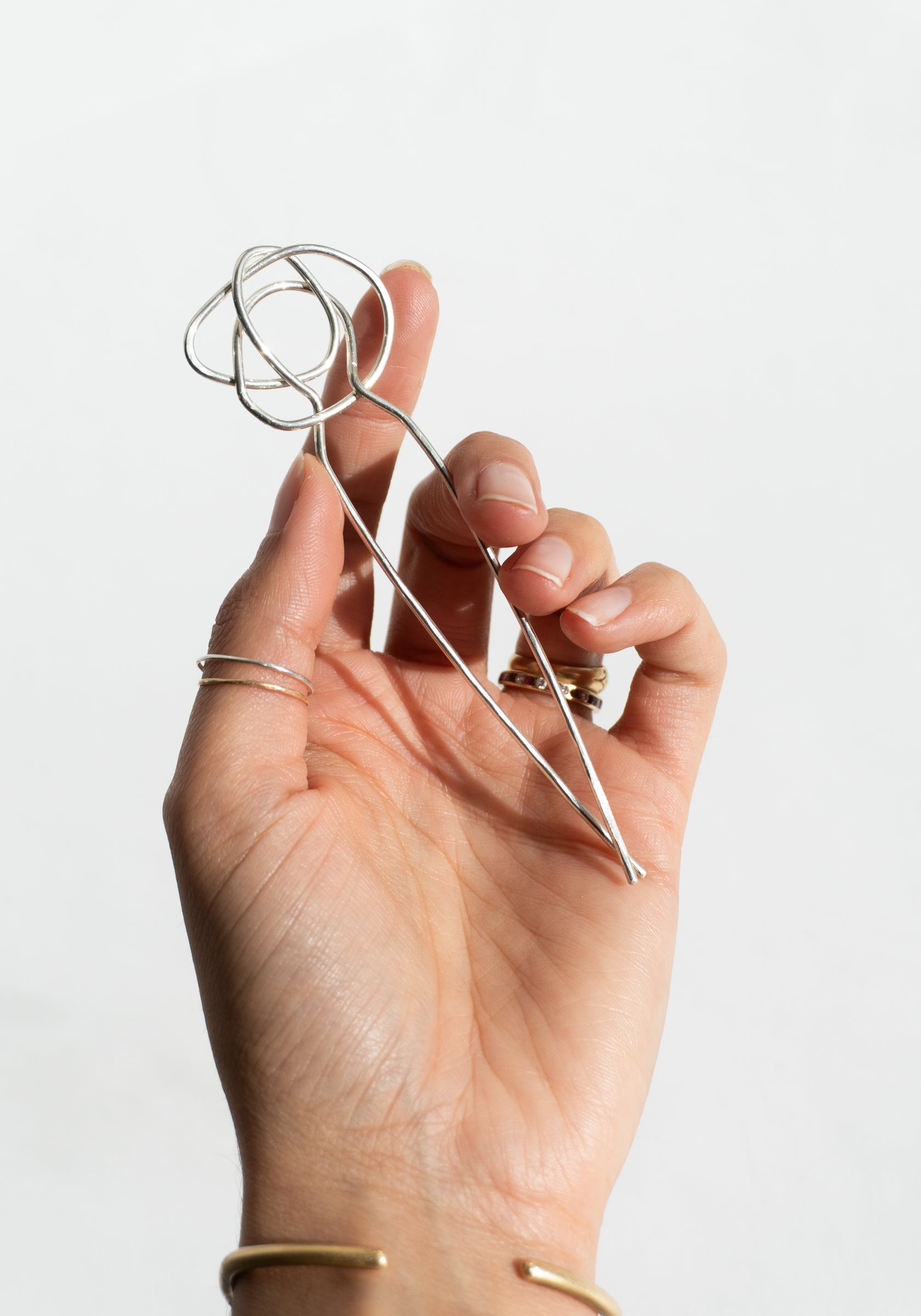 Mary Macgill Line Drawing Hair Pin in Sterling Silver