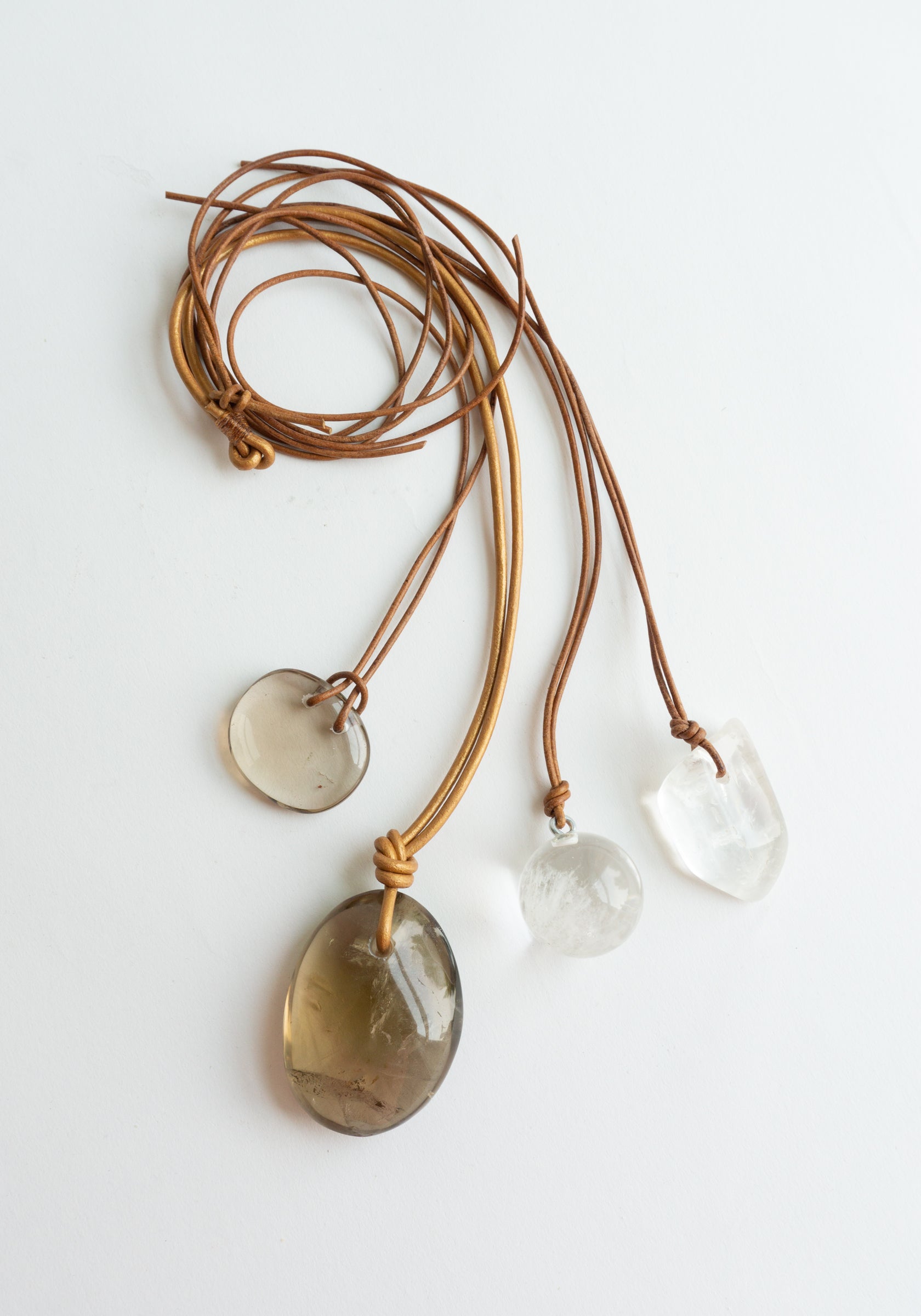 Matthew Swope Jewelry Rock Crystal and Smokey Quartz Necklaces