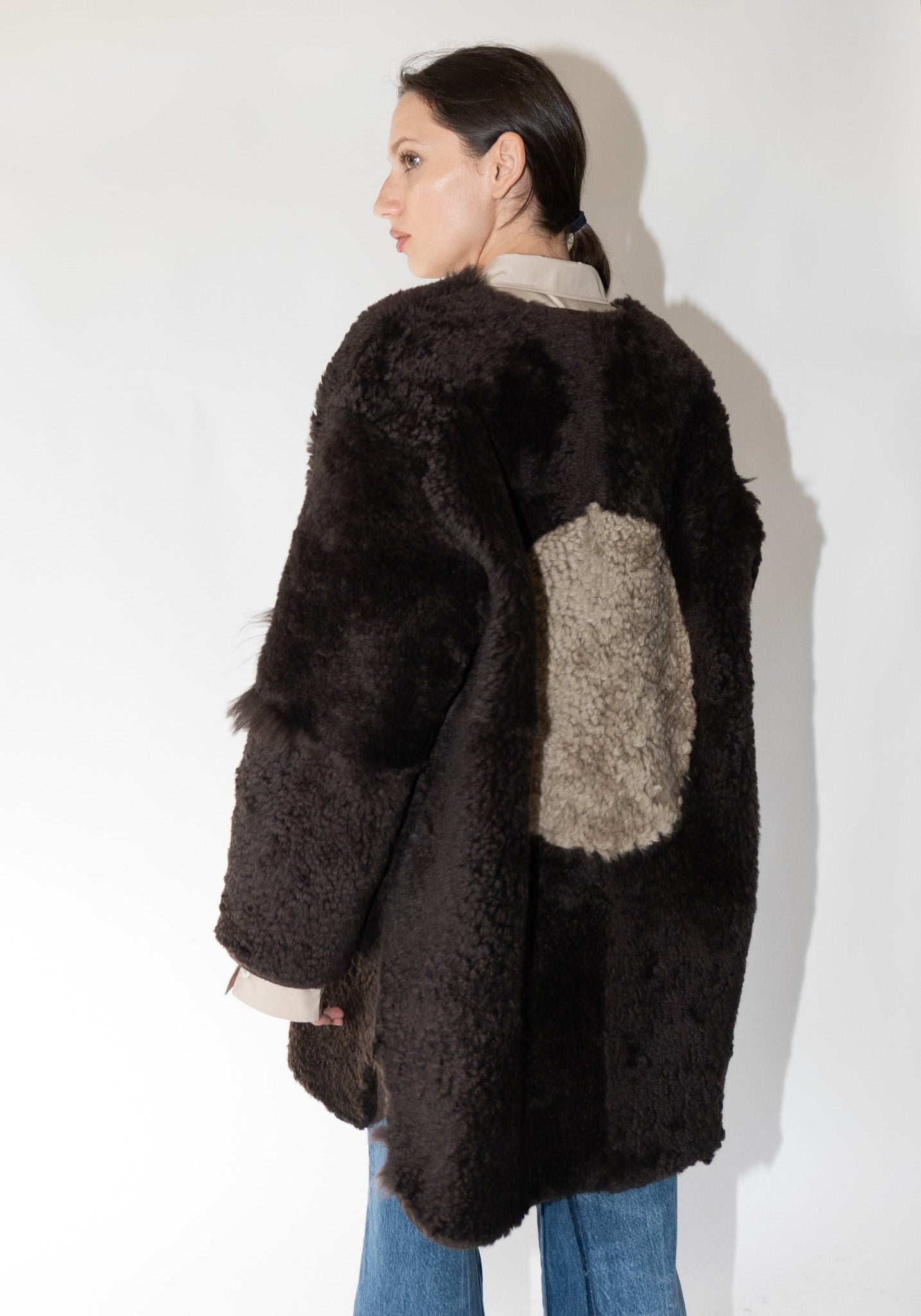 Milena Silvano Moon Coat in Tonal Licorice