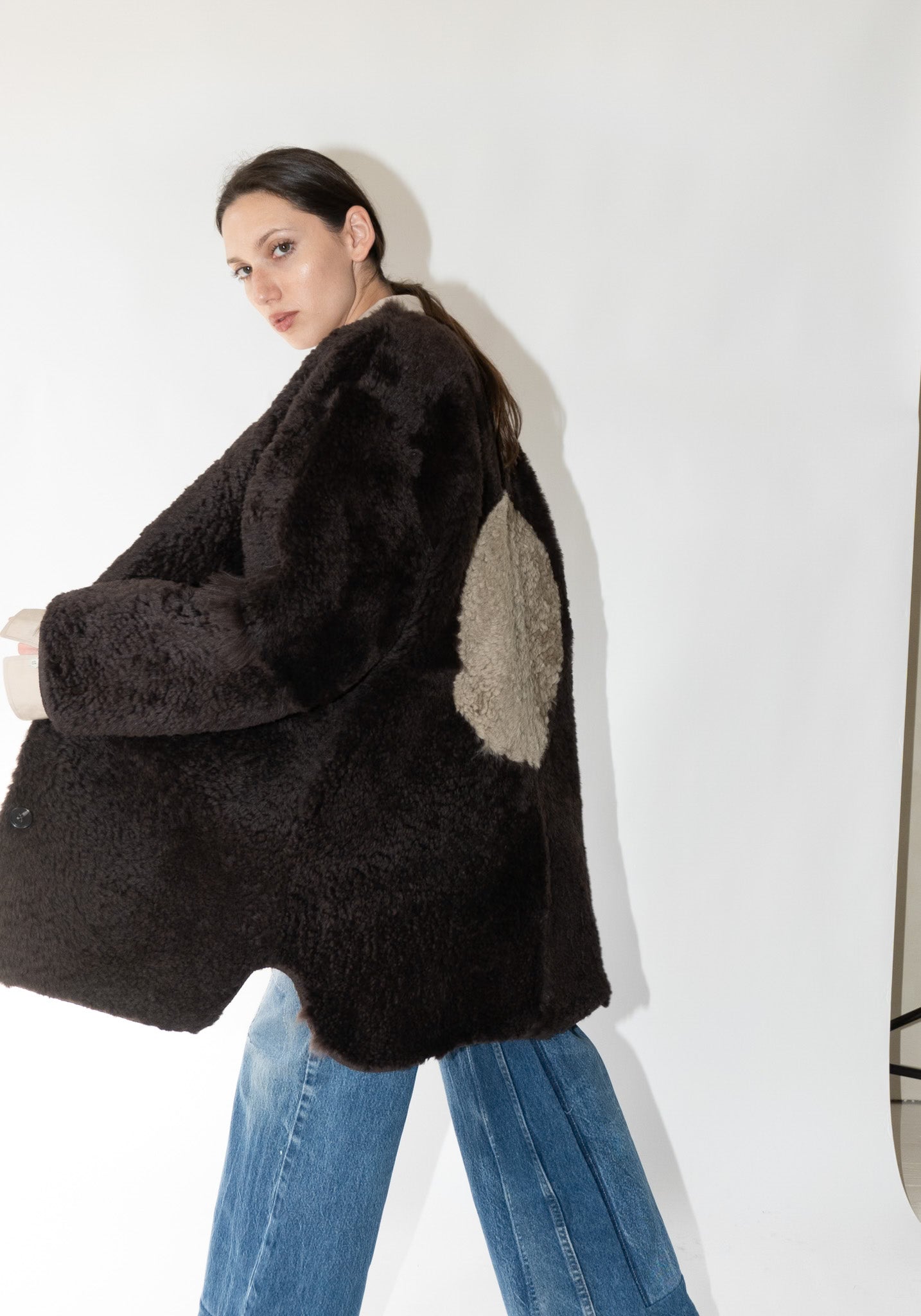 Milena Silvano Moon Coat in Tonal Licorice