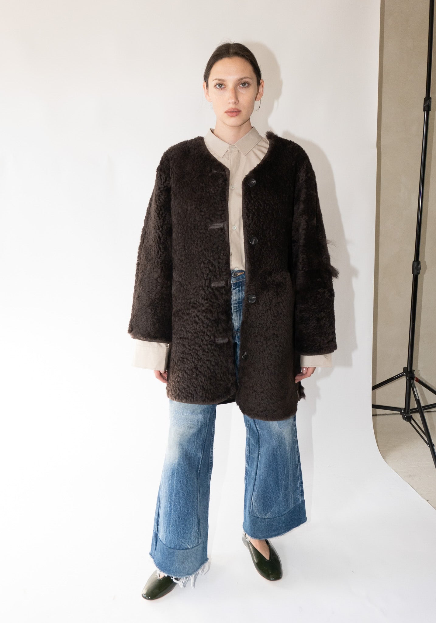 Milena Silvano Moon Coat in Tonal Licorice