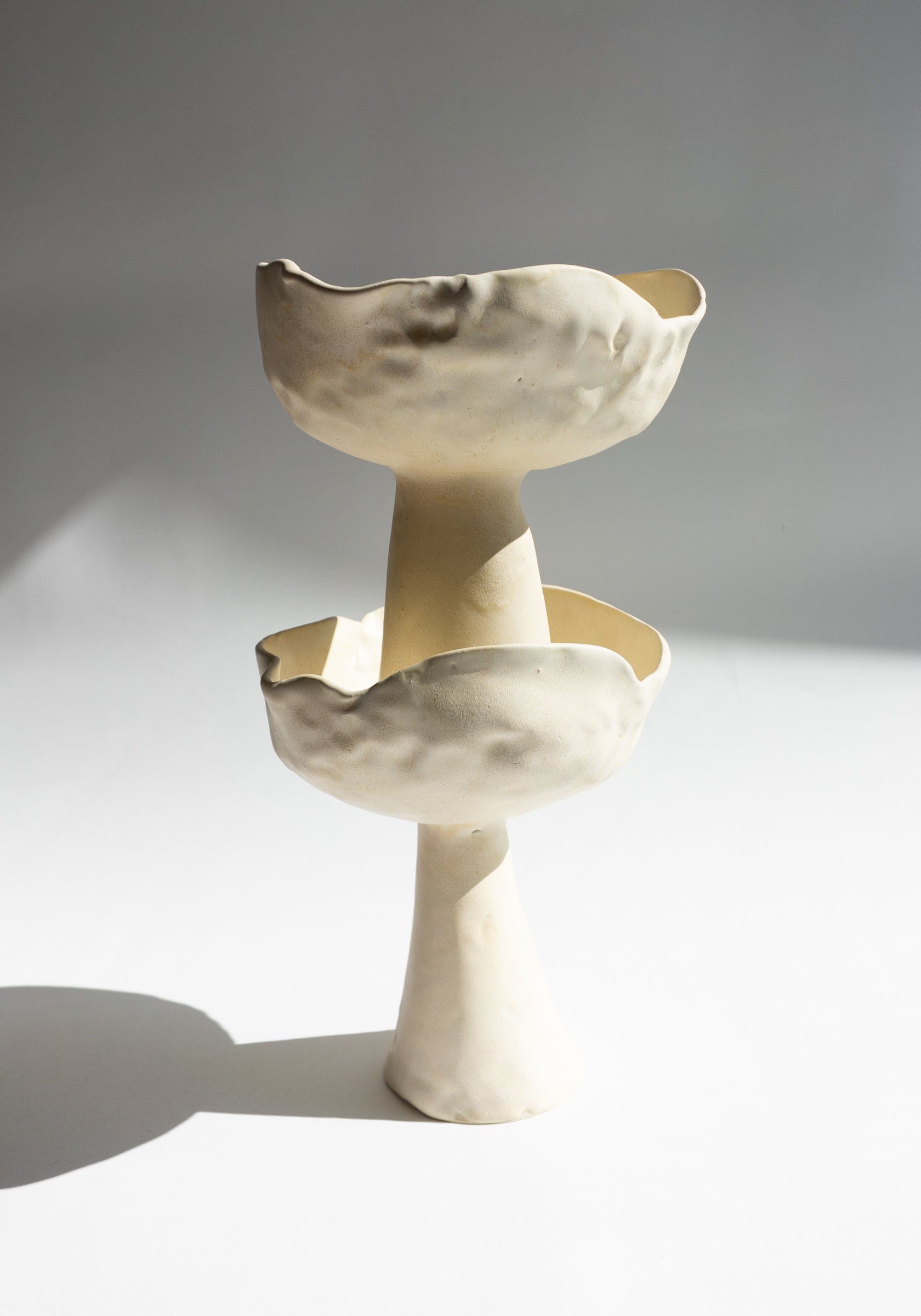 Mondays Ceramics Cream Porcelain Pedestal Vase