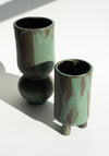 Mondays Ceramics Green Ball Vase in Green Patina on Umber