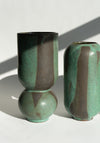 Mondays Ceramics Green Ball Vase in Green Patina on Umber