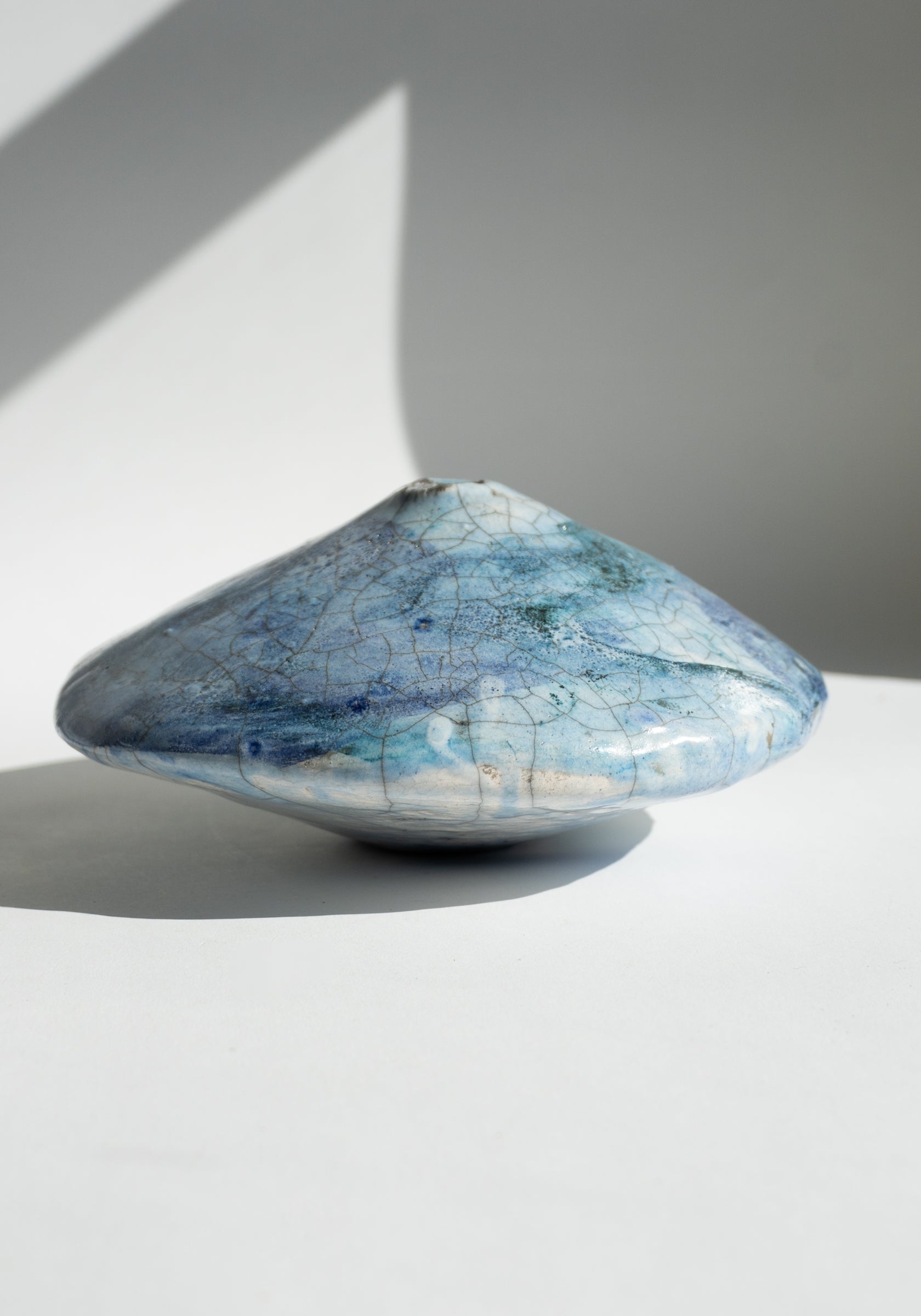 Raku Ikebana Vase in Cobalt