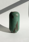 Mondays Ceramics Cylinder Vase in Green Patina on Umber