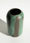 Mondays Ceramics Cylinder Vase in Green Patina on Umber