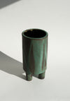 Mondays Ceramics Tripod Vase in Green Patina on Umber
